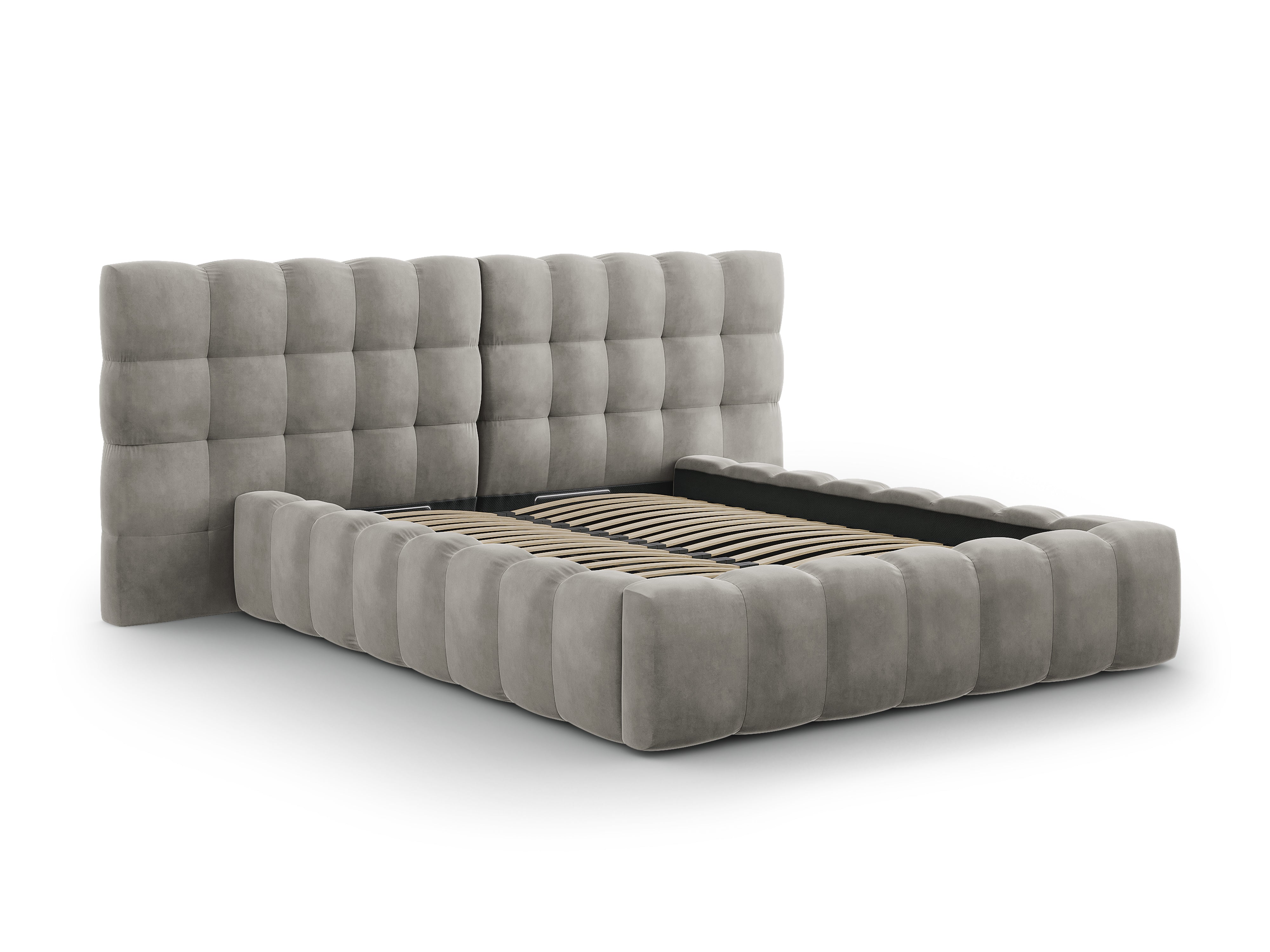 Mamaia Bettgestell mit doppeltem Kopfteil und Staufach