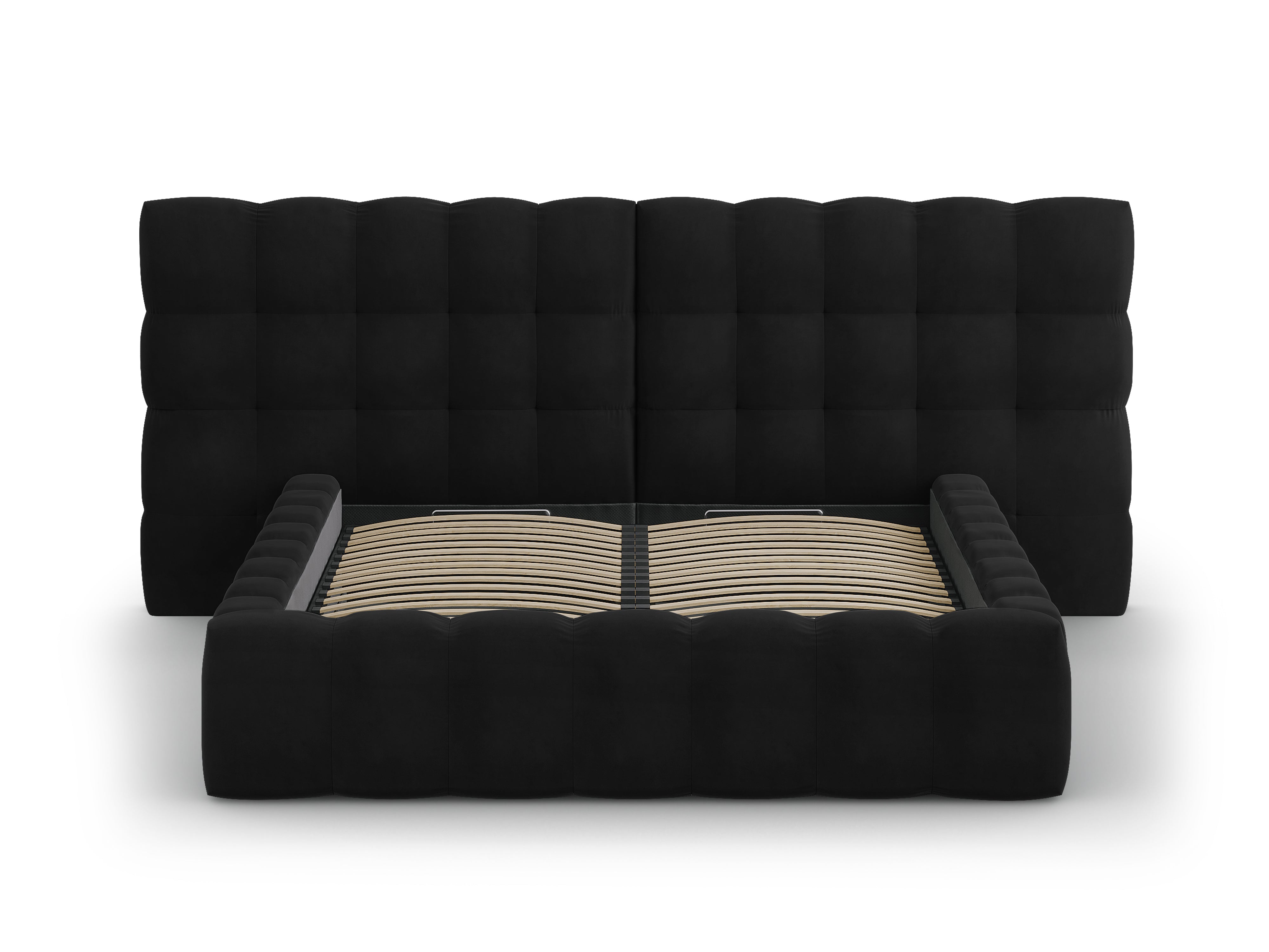 Mamaia Bettgestell mit doppeltem Kopfteil und Staufach