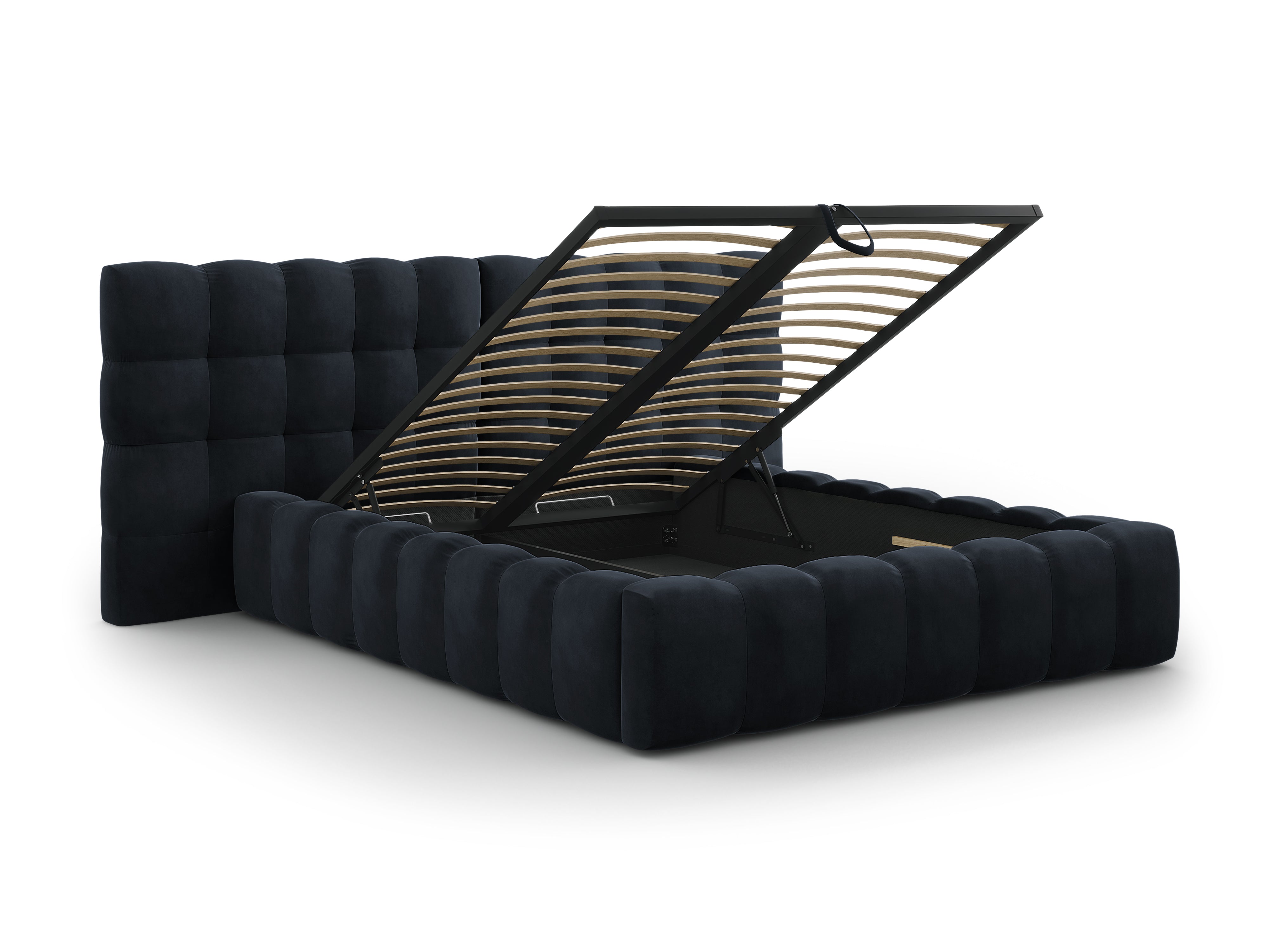 Mamaia Bettgestell mit doppeltem Kopfteil und Staufach