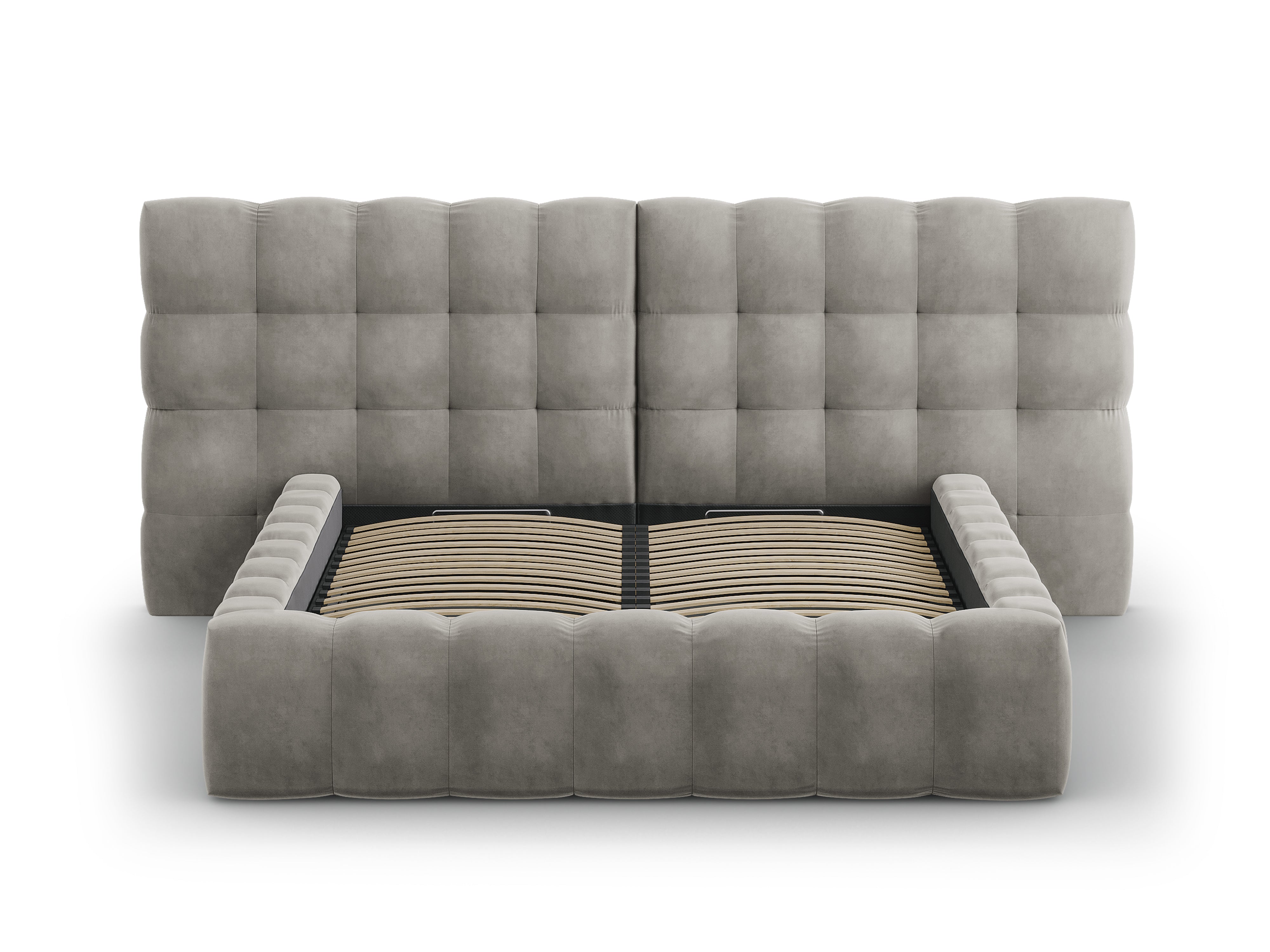 Mamaia Bettgestell mit doppeltem Kopfteil und Staufach