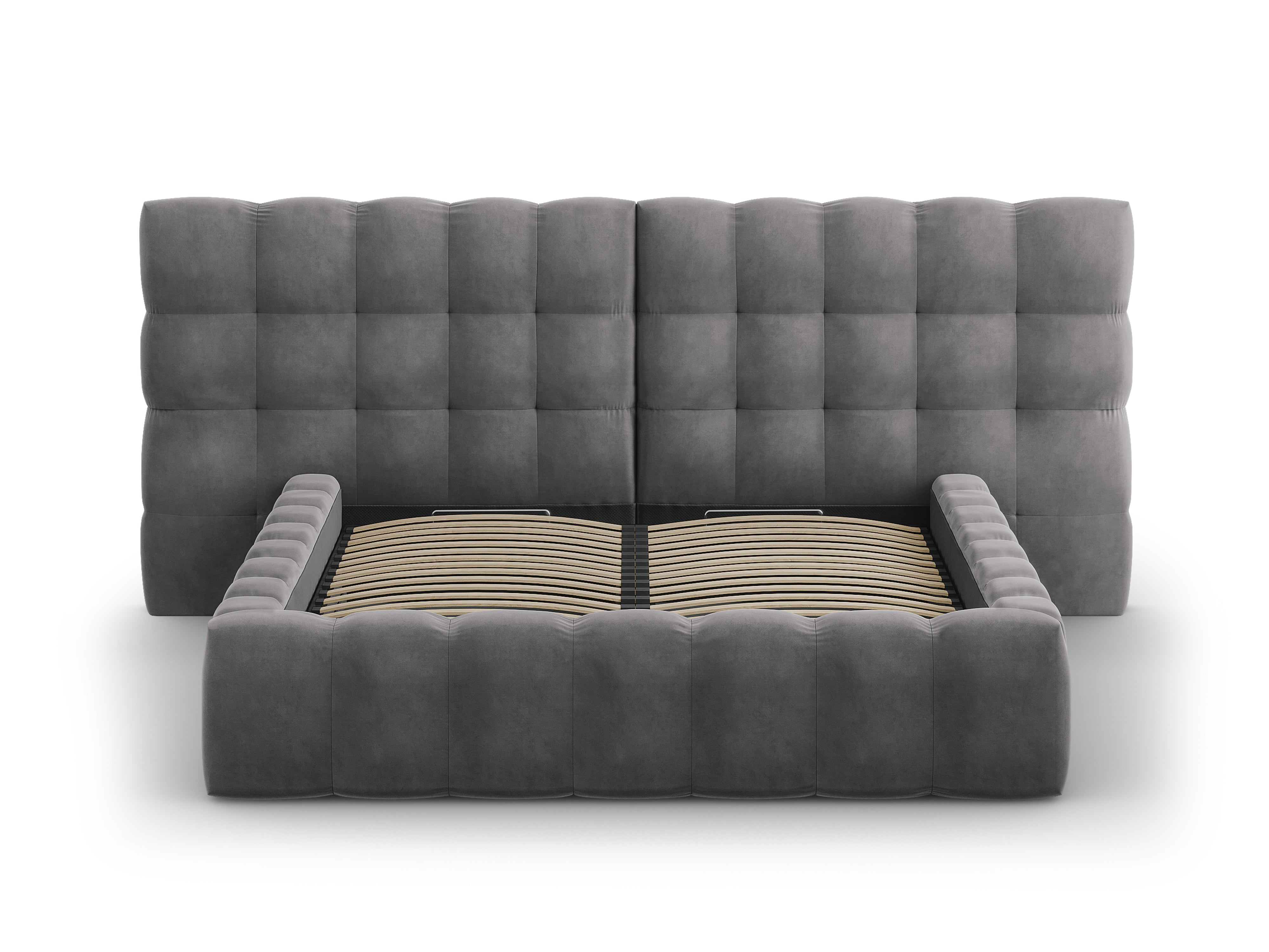 Mamaia Bettgestell mit doppeltem Kopfteil und Staufach