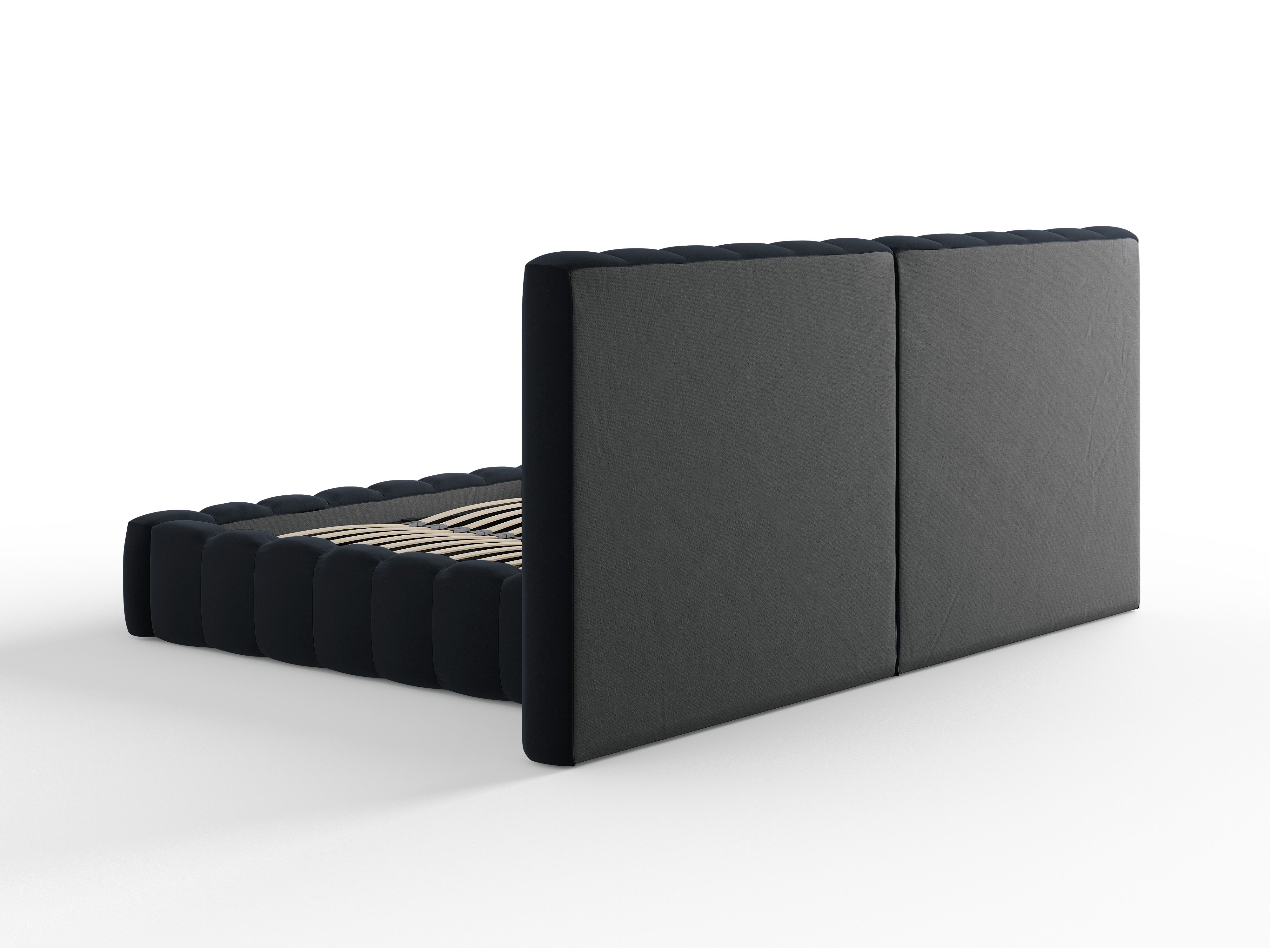 Kelp-Bett mit doppeltem Kopfteil und Aufbewahrungsbehälter, Material: Samt