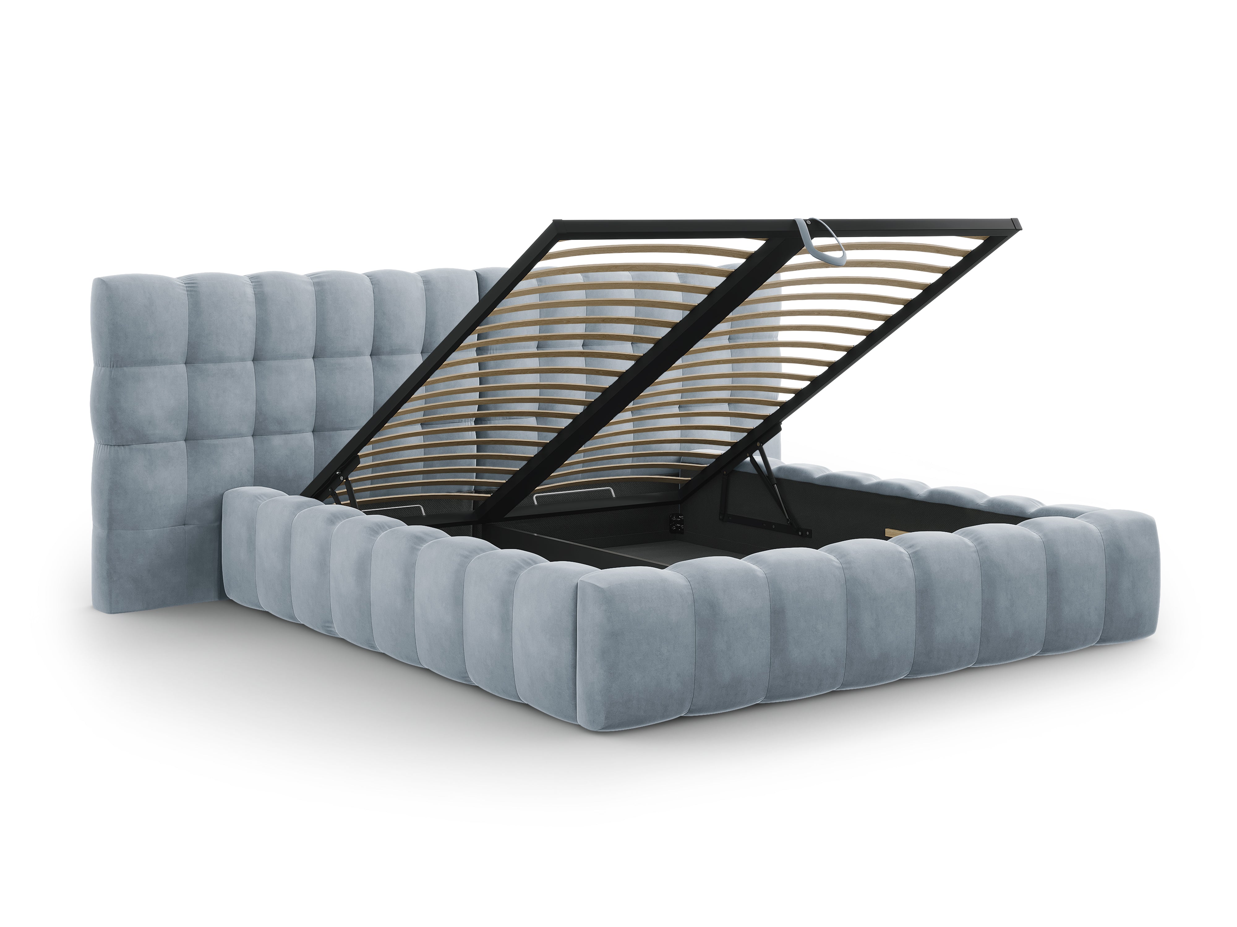 Mamaia Bettgestell mit doppeltem Kopfteil und Staufach