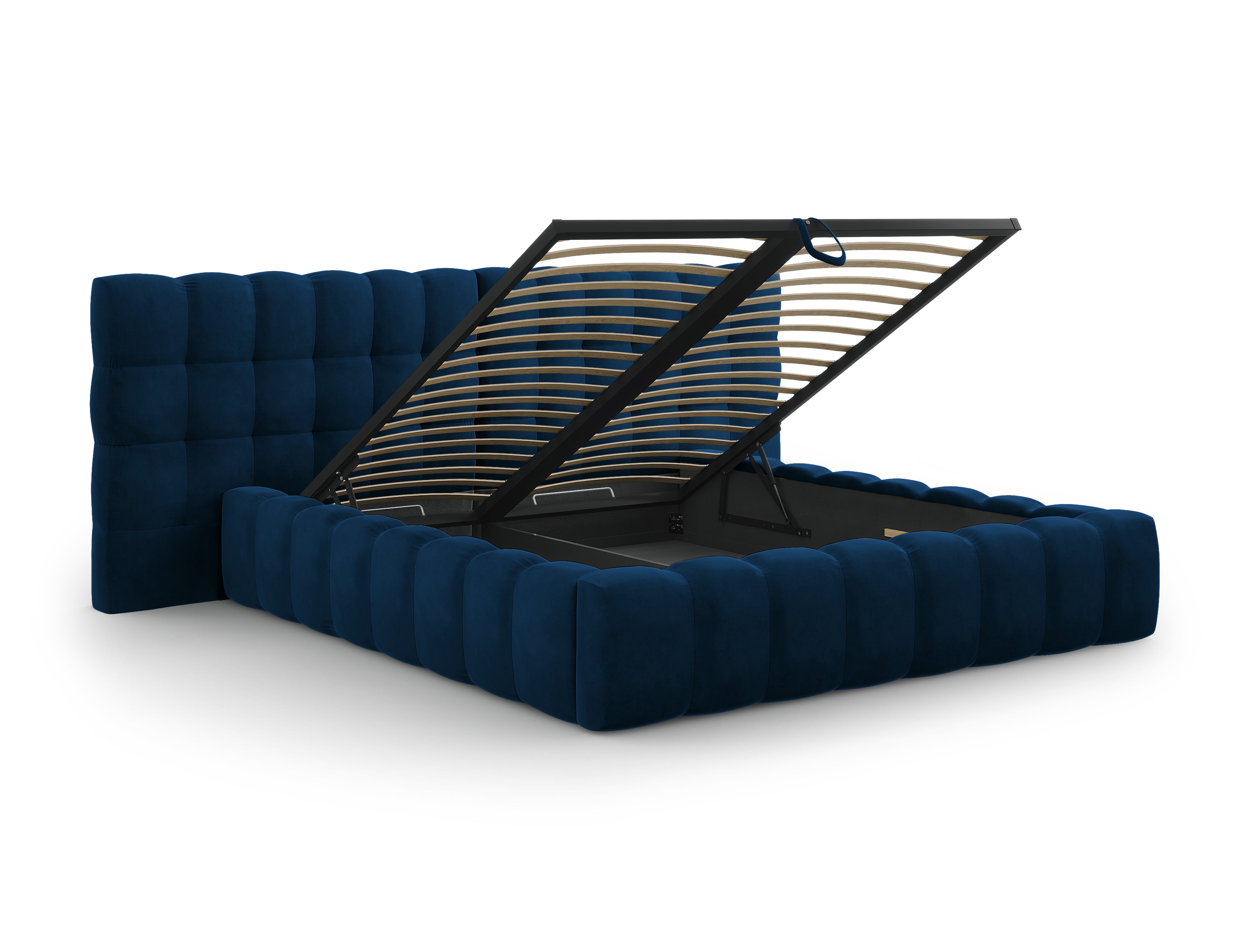 Mamaia Bettgestell mit doppeltem Kopfteil und Staufach