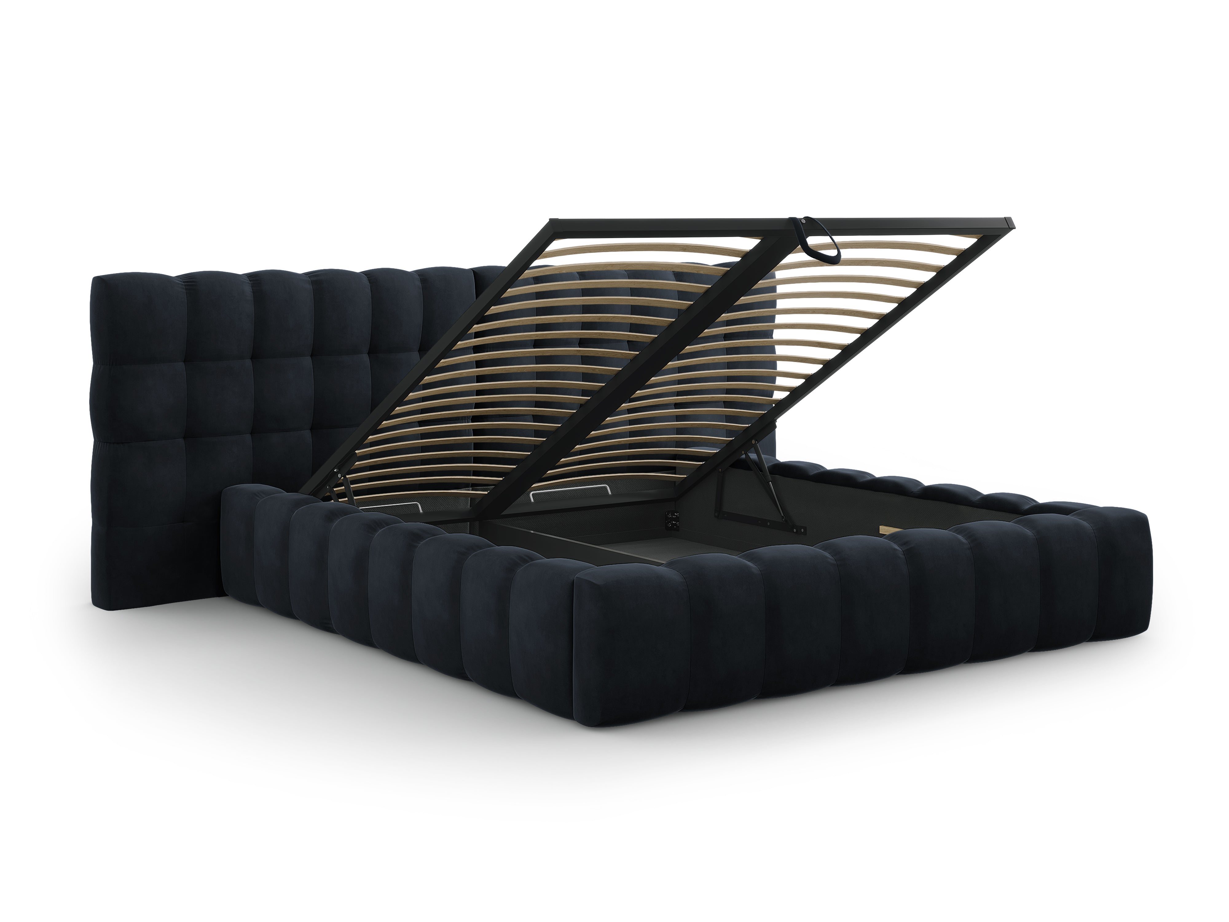 Mamaia Bettgestell mit doppeltem Kopfteil und Staufach