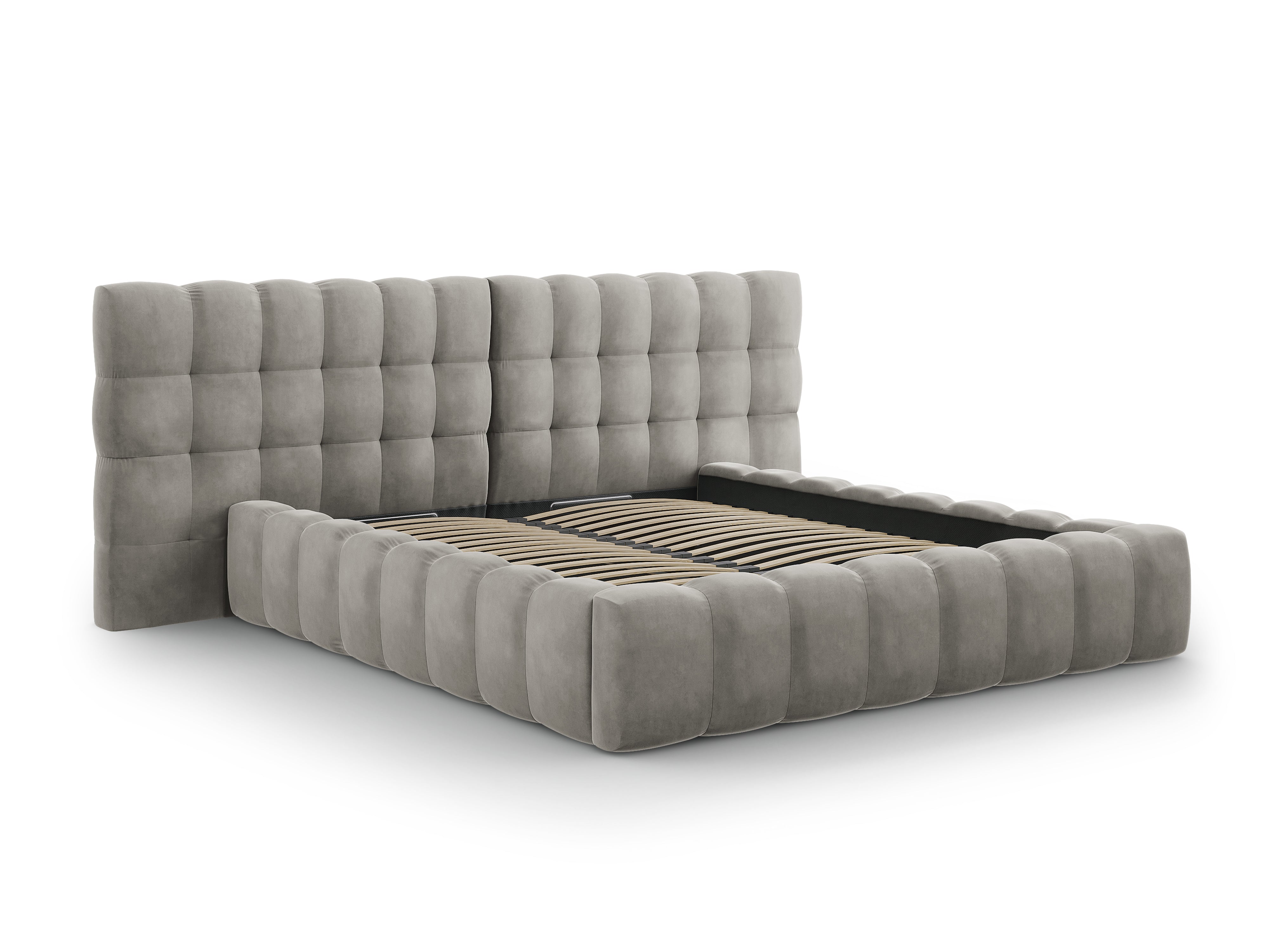 Mamaia Bettgestell mit doppeltem Kopfteil und Staufach