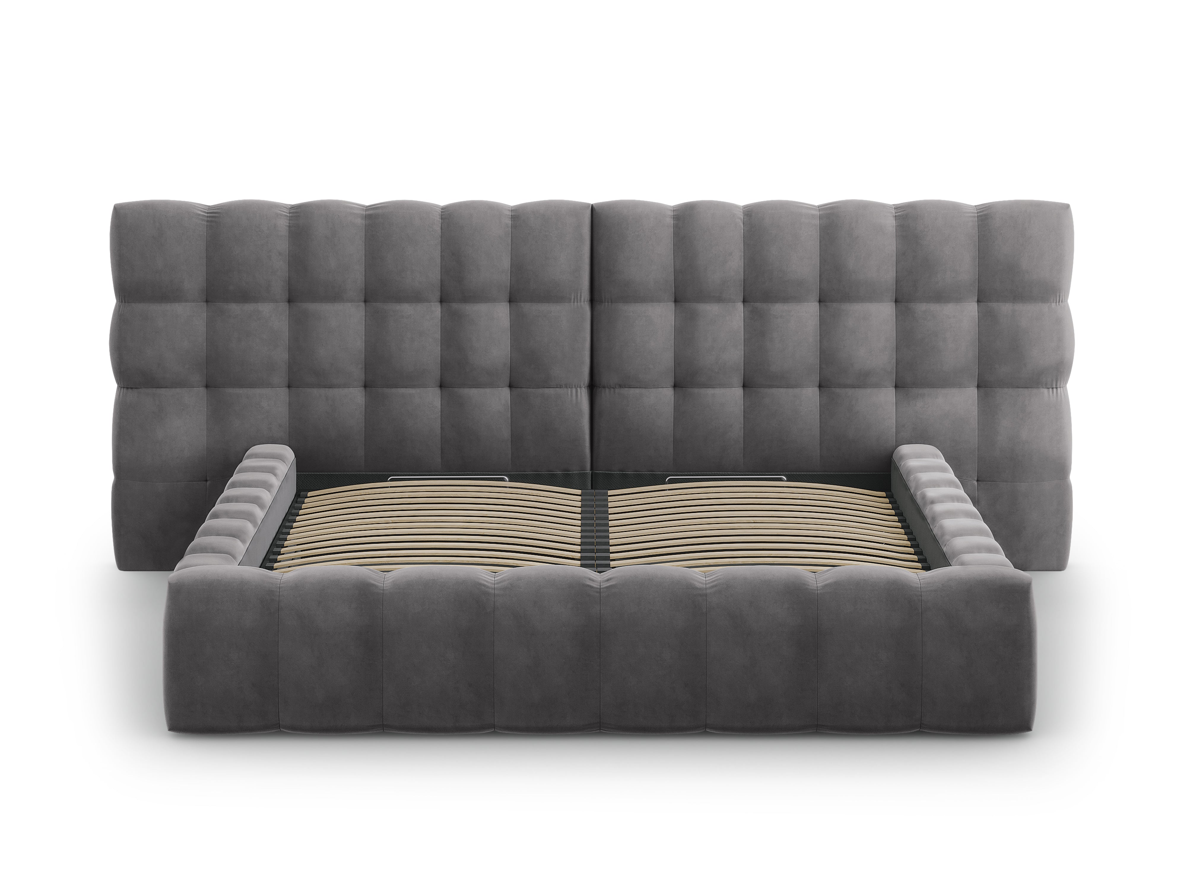 Mamaia Bettgestell mit doppeltem Kopfteil und Staufach