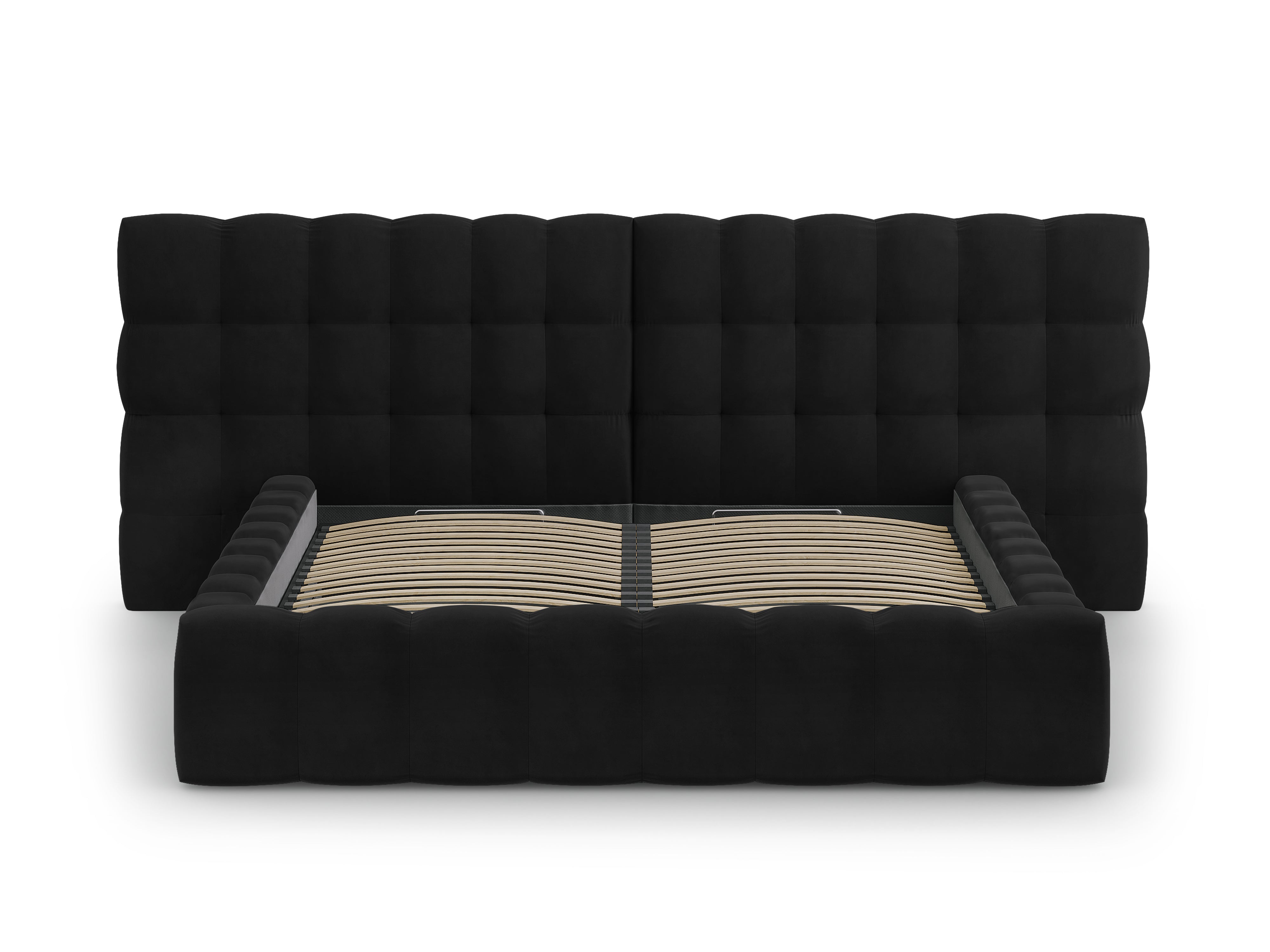 Mamaia Bettgestell mit doppeltem Kopfteil und Staufach