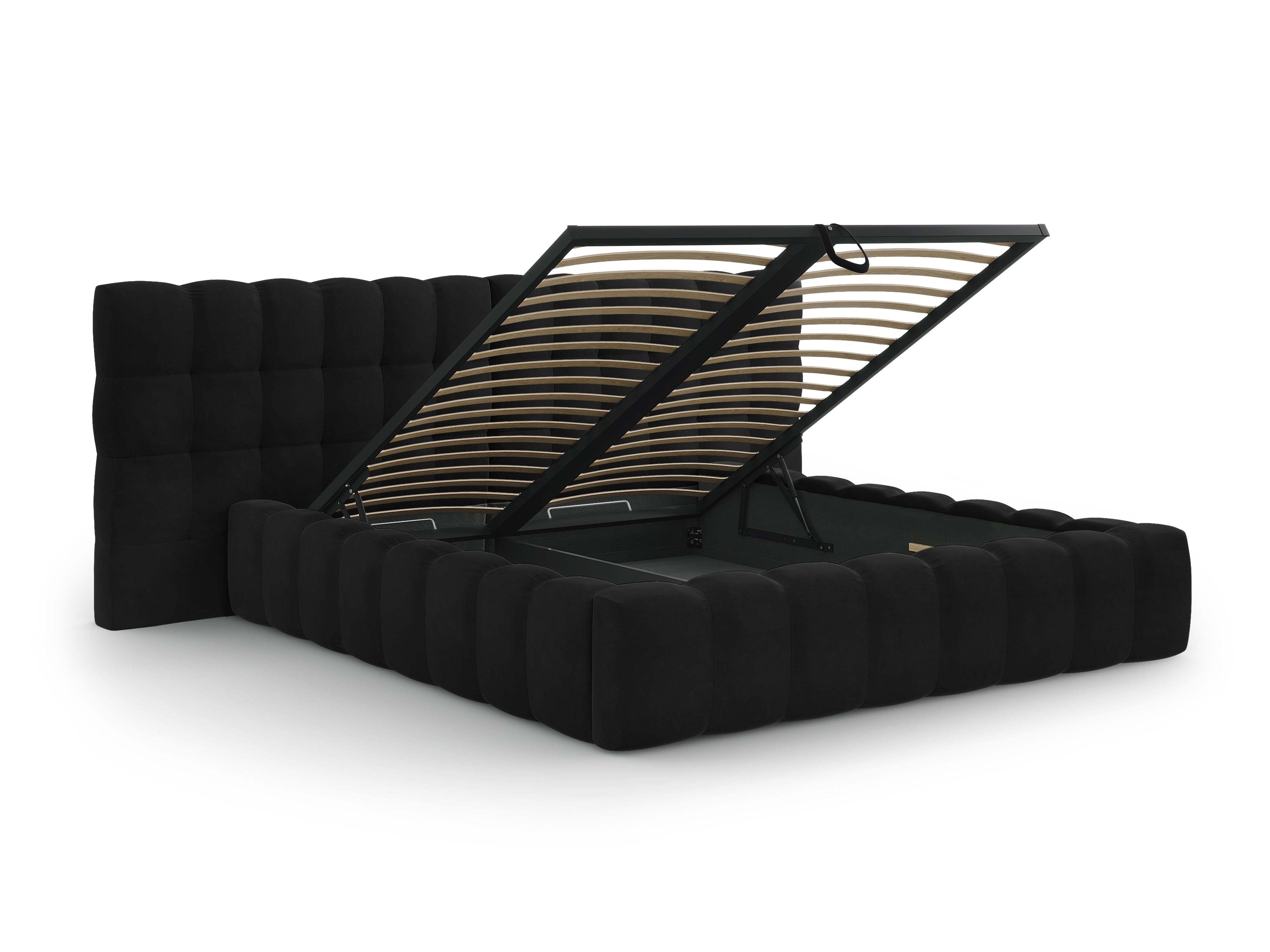 Mamaia Bettgestell mit doppeltem Kopfteil und Staufach