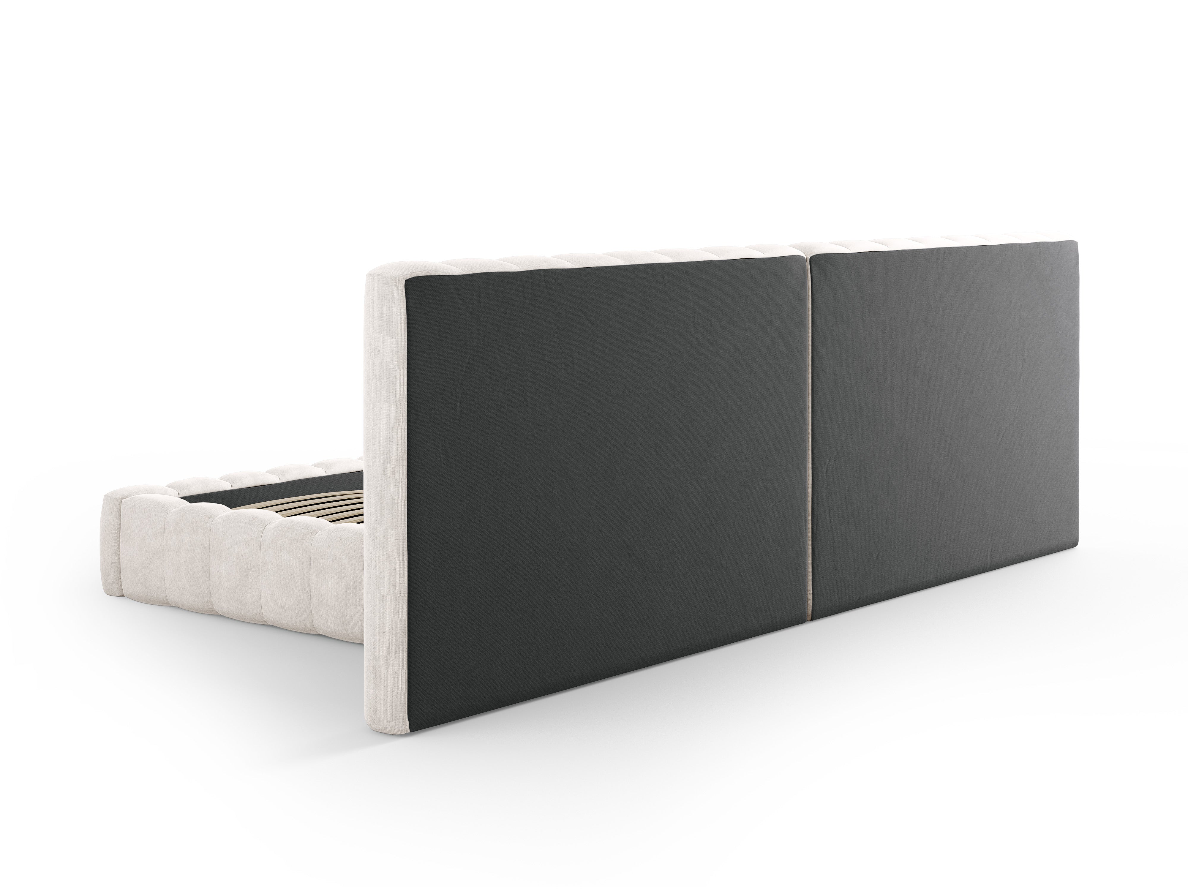 Kelp Bett mit doppeltem Kopfteil und Stauraum, Material: Strukturstoff