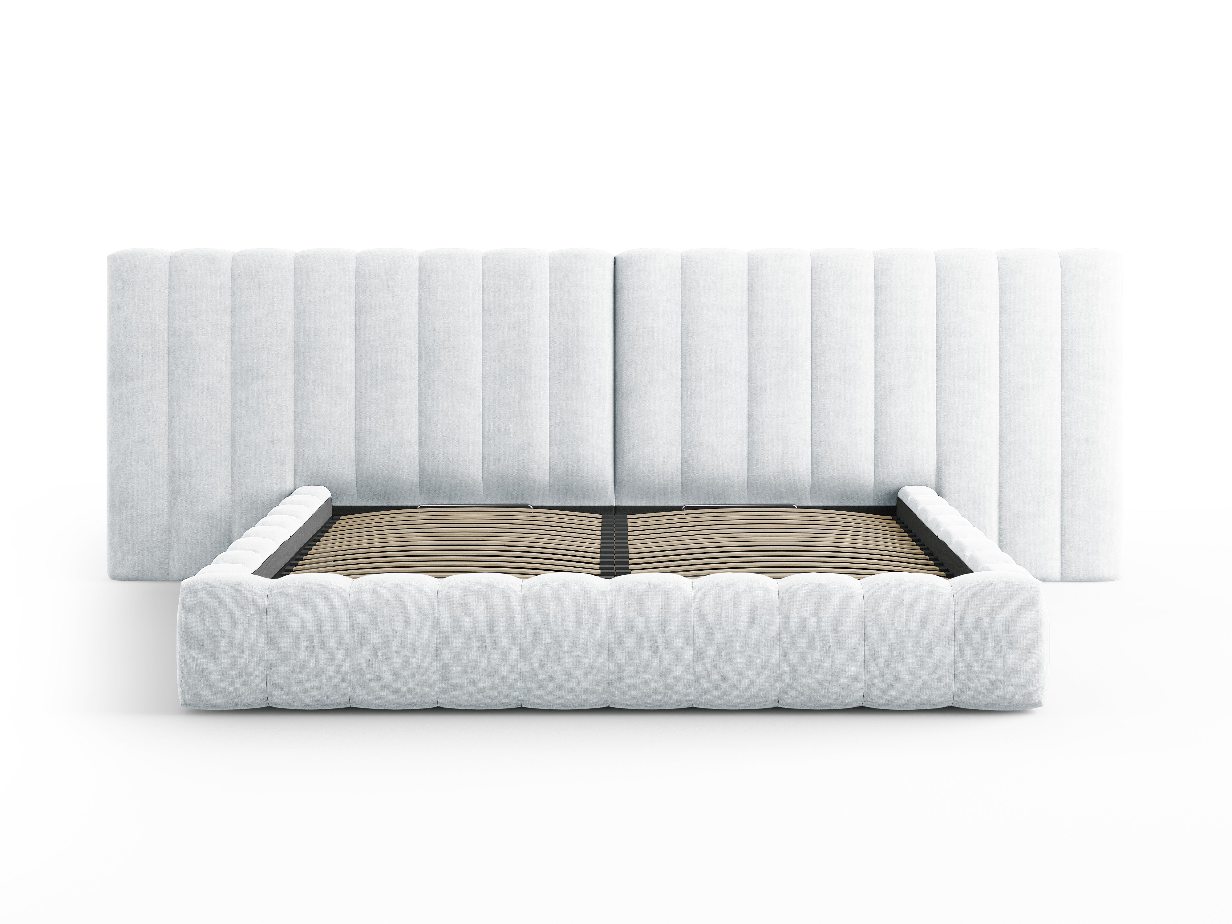Kelp Bett mit doppeltem Kopfteil und Stauraum, Material: Strukturstoff