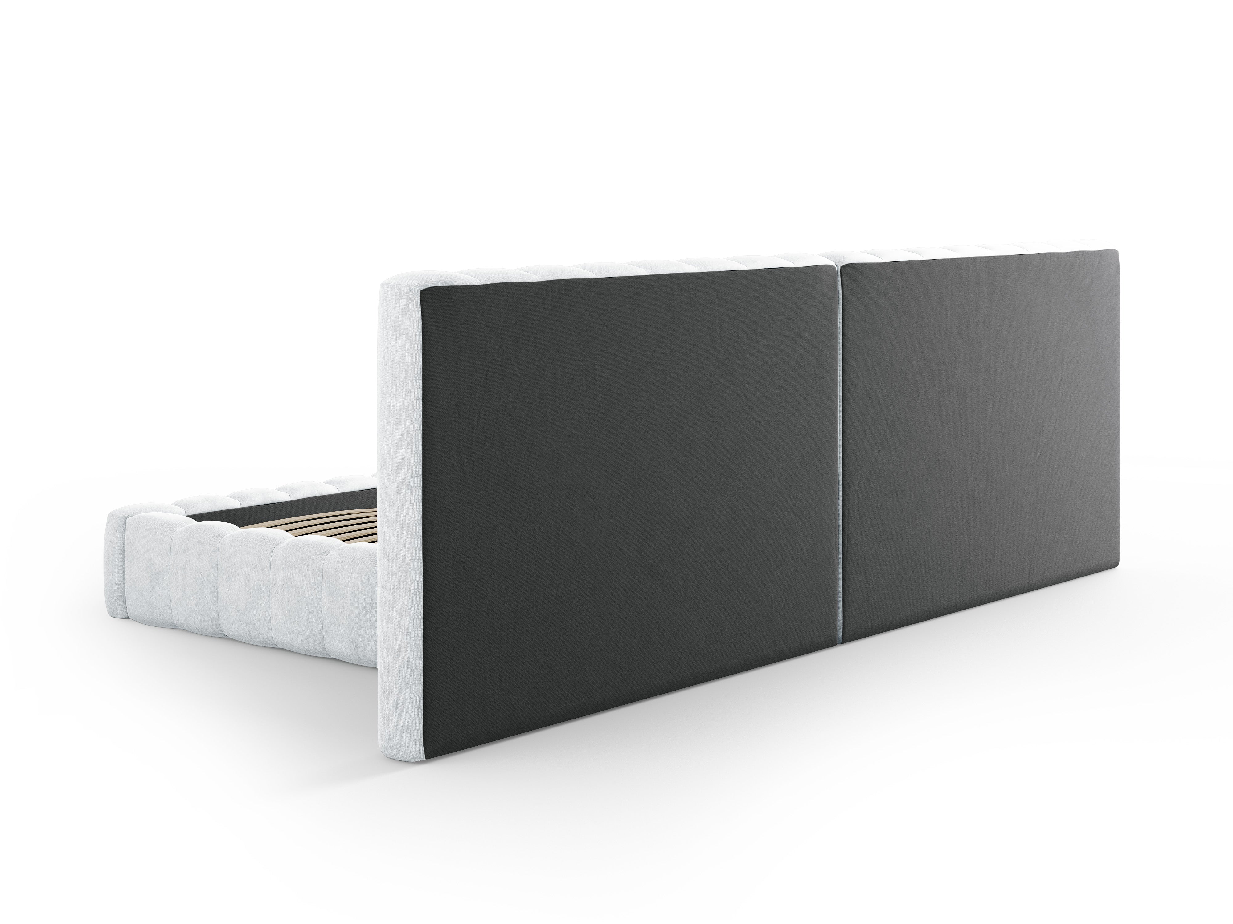 Kelp Bett mit doppeltem Kopfteil und Stauraum, Material: Strukturstoff