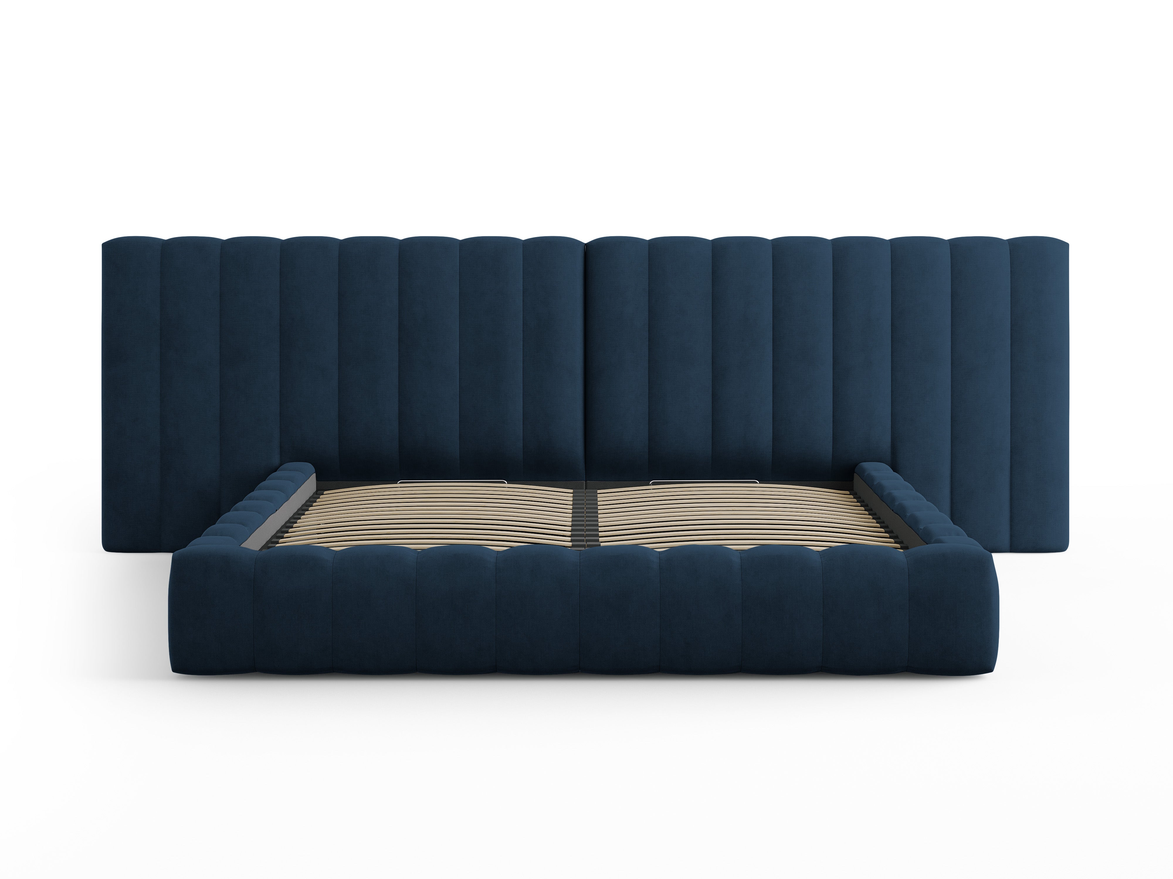 Kelp Bett mit doppeltem Kopfteil und Stauraum, Material: Strukturstoff
