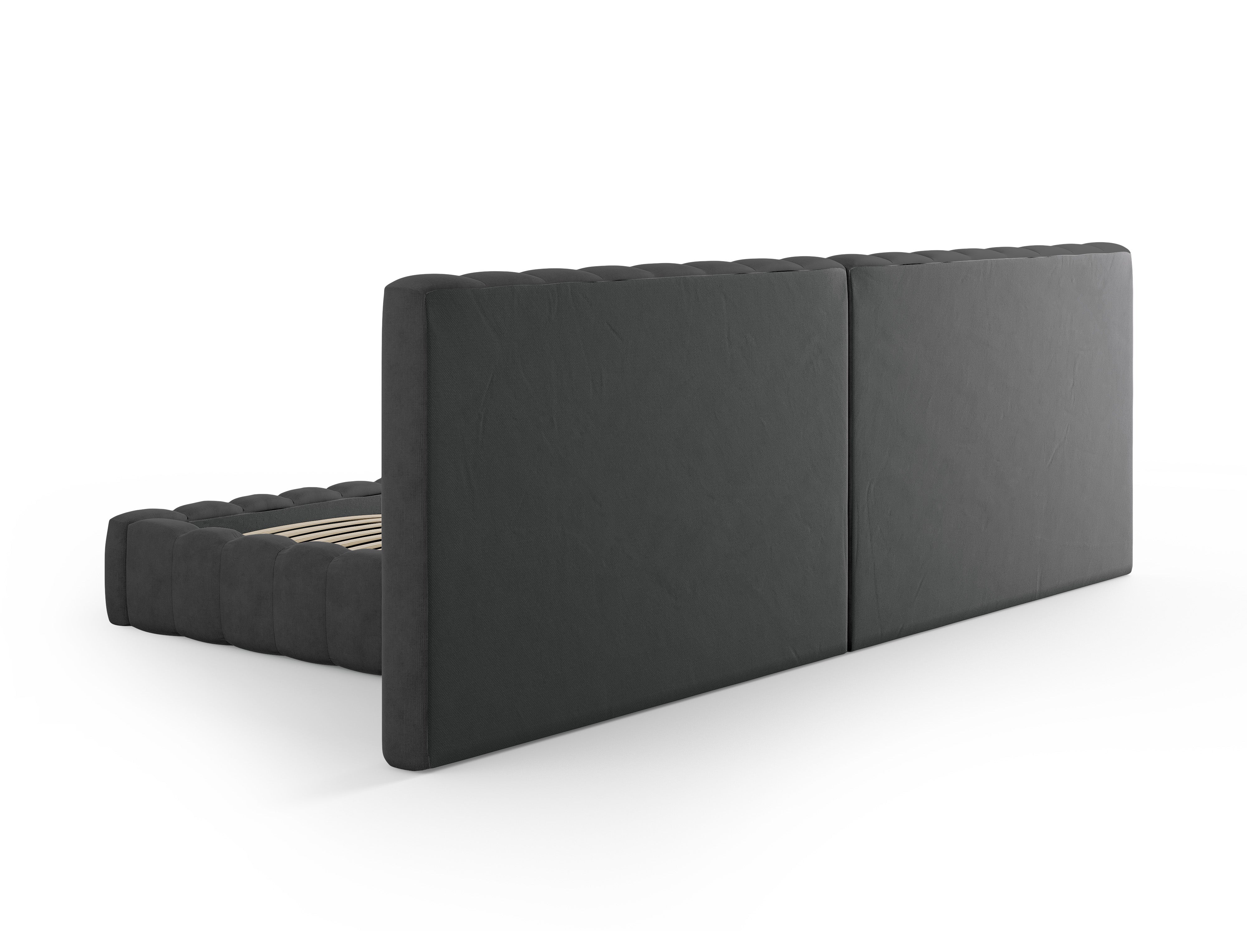 Kelp Bett mit doppeltem Kopfteil und Stauraum, Material: Strukturstoff