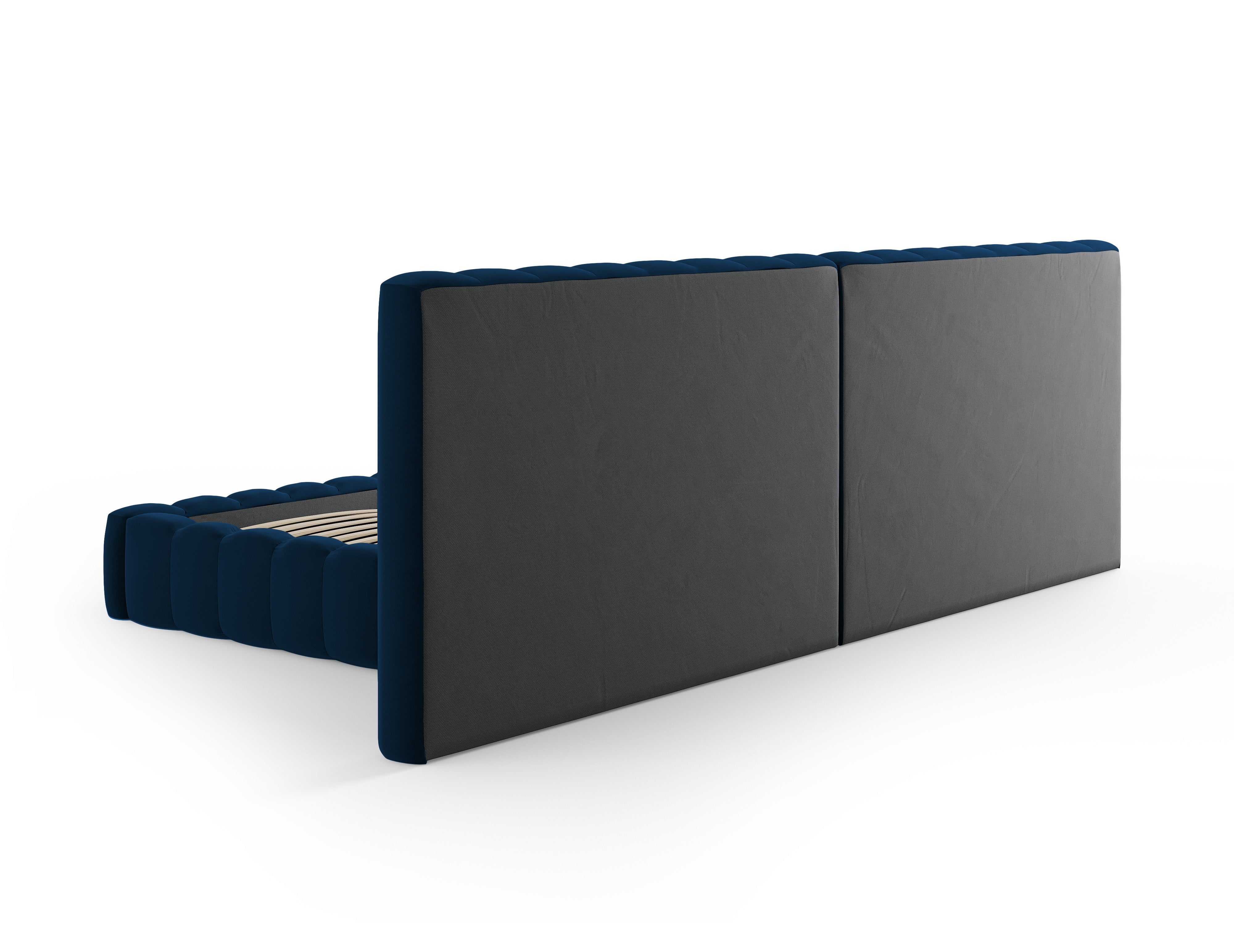 Kelp-Bett mit doppeltem Kopfteil und Aufbewahrungsbehälter, Material: Samt