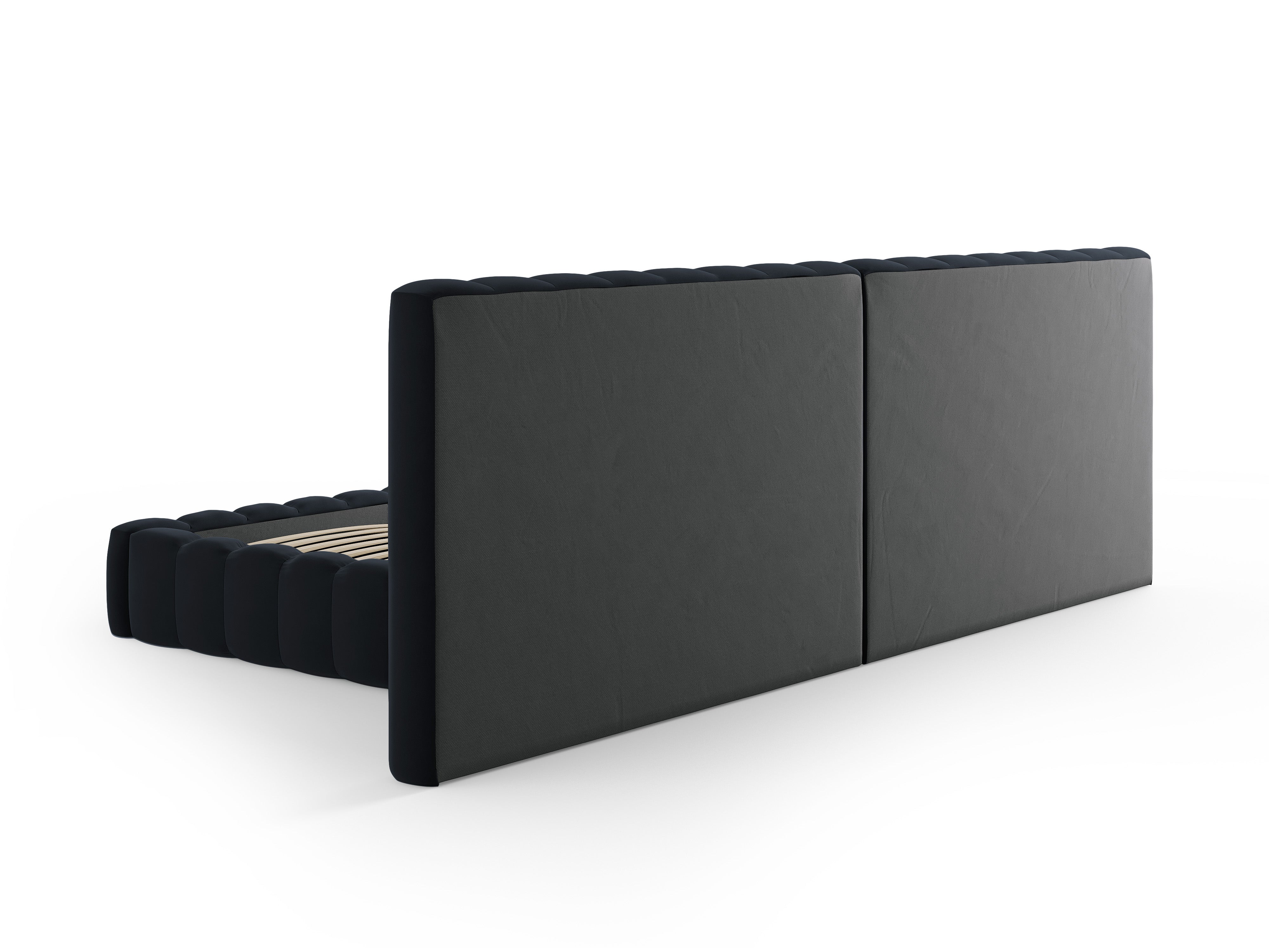 Kelp-Bett mit doppeltem Kopfteil und Aufbewahrungsbehälter, Material: Samt