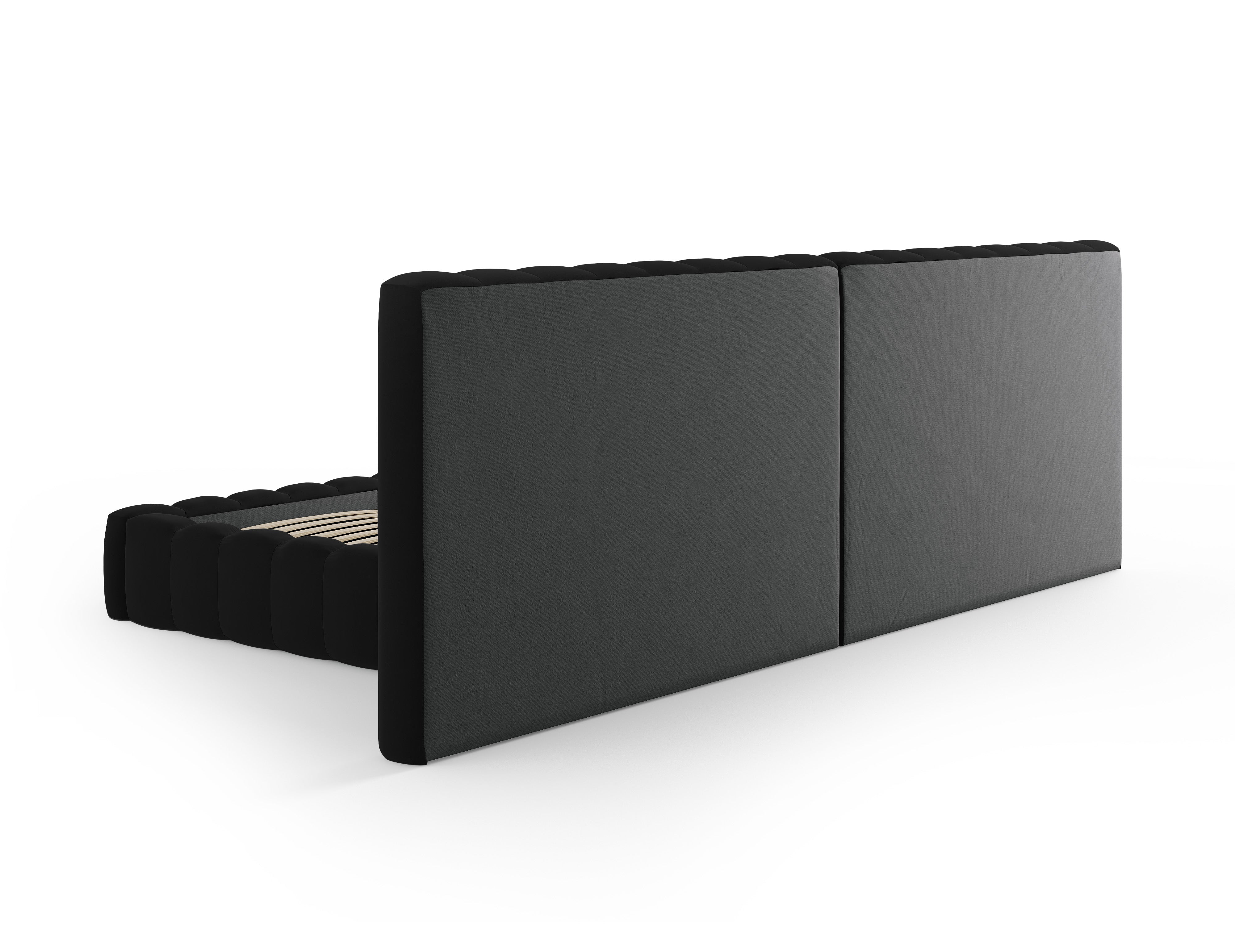 Kelp-Bett mit doppeltem Kopfteil und Aufbewahrungsbehälter, Material: Samt