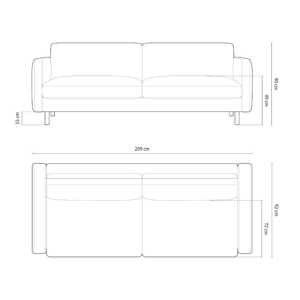 Sofa Eden 4 Sitze, 209x92cm, Material: Samt