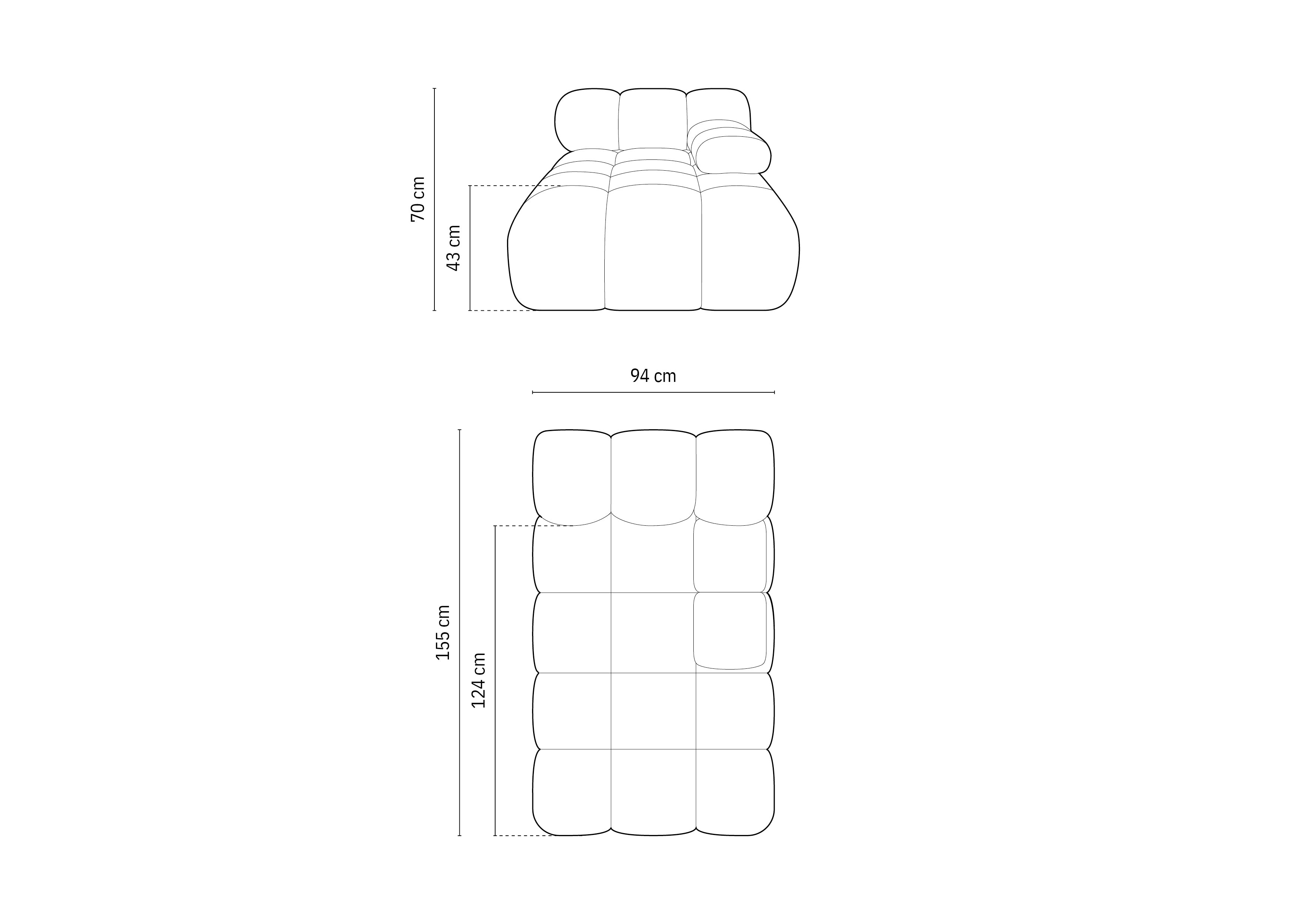 Bellis Modul 155x94cm, Material: Boucle