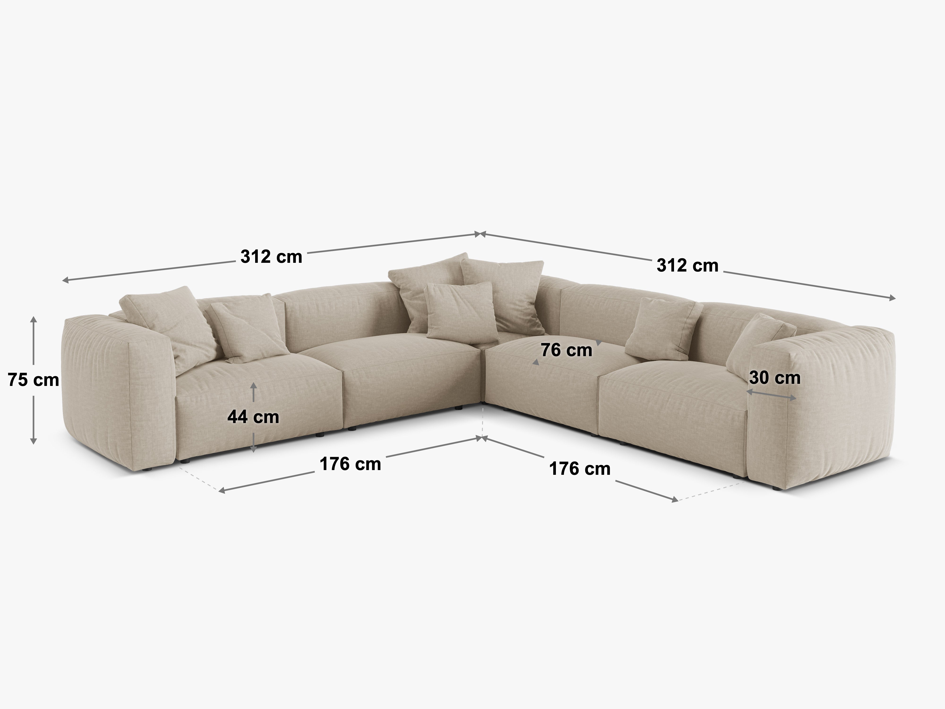 Eckgarnitur Martina, 312x312cm, Material: Strukturstoff