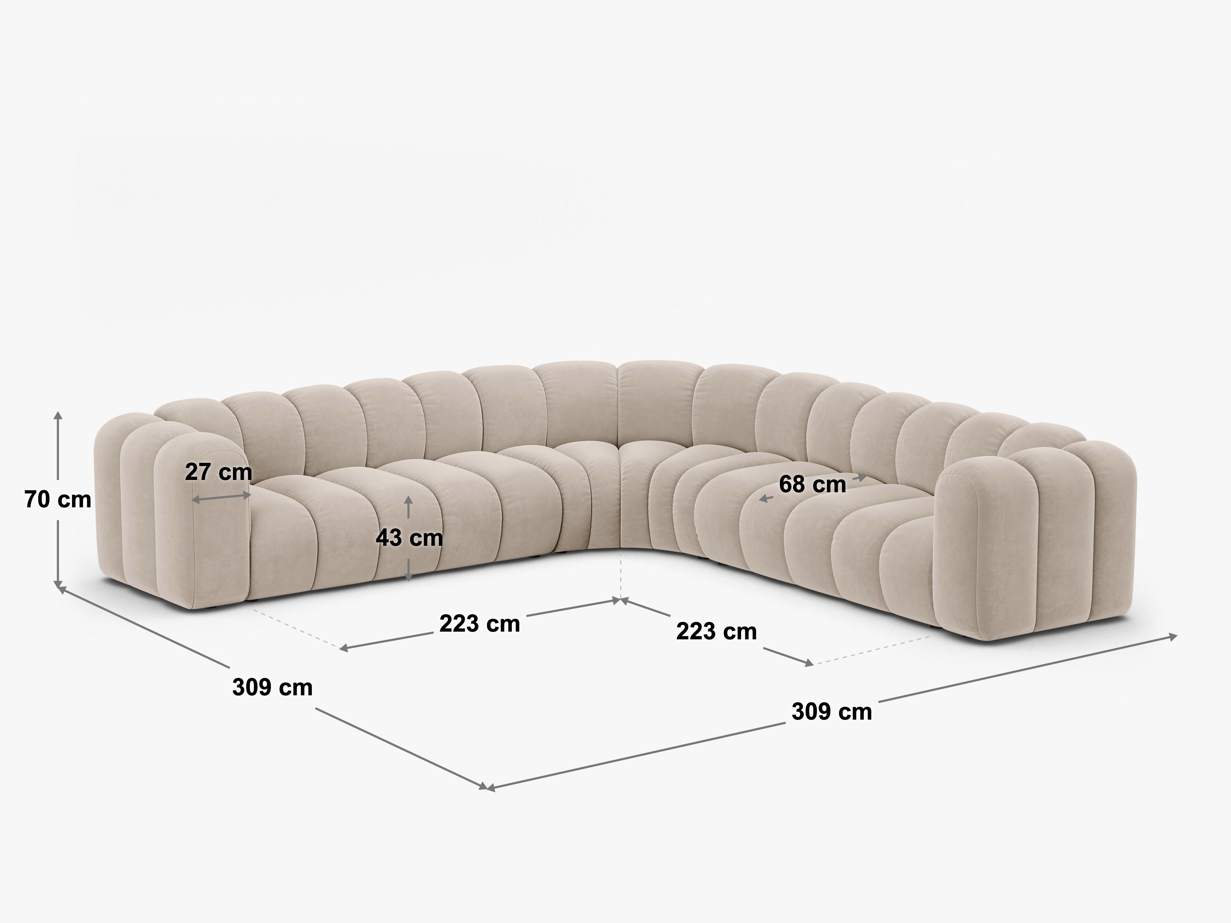 Ecksofa Lupine 309x309cm, Material: Chenille Eden