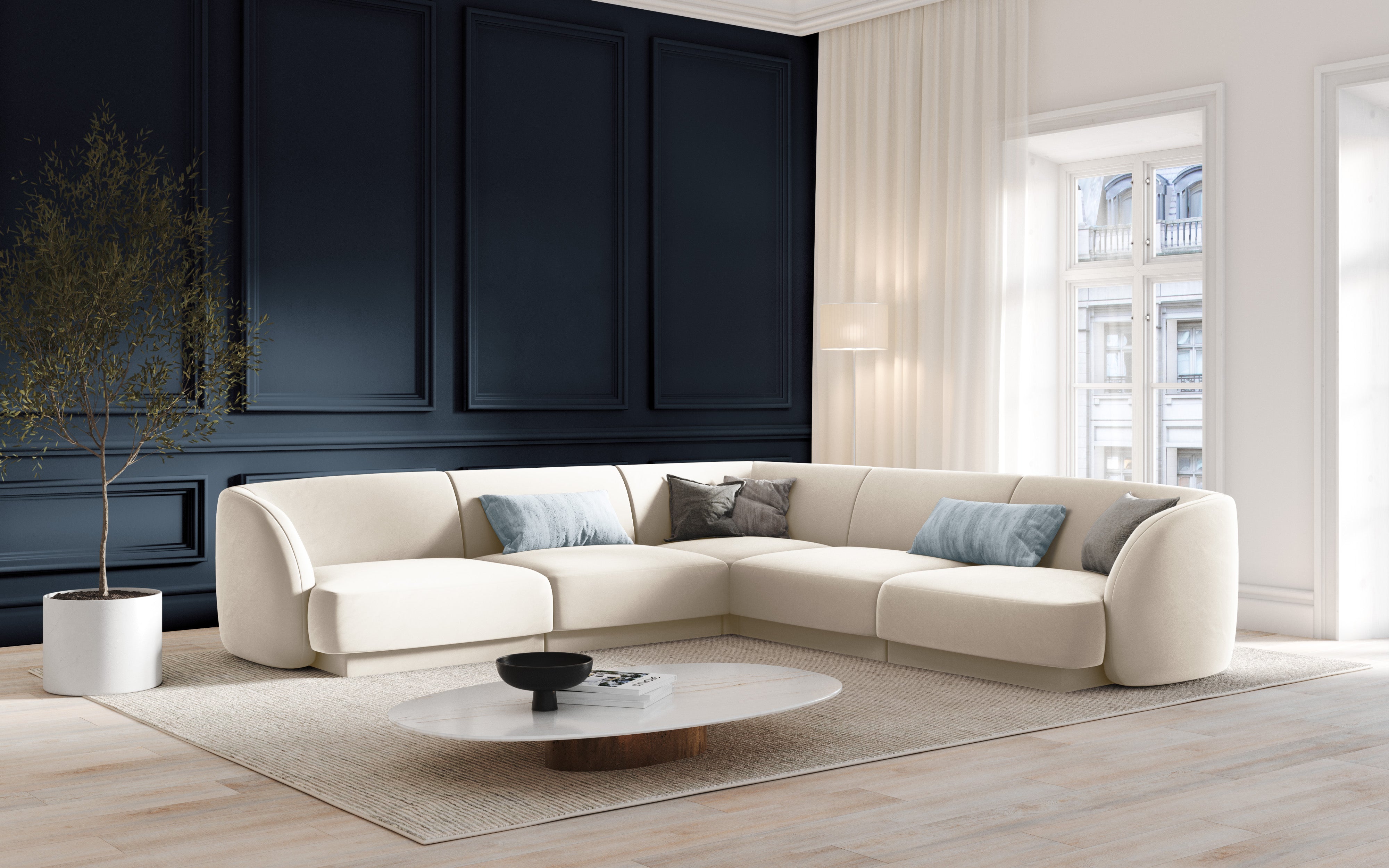 Ecksofa Miley Symmetrisch, 255x255cm, Material: Samt