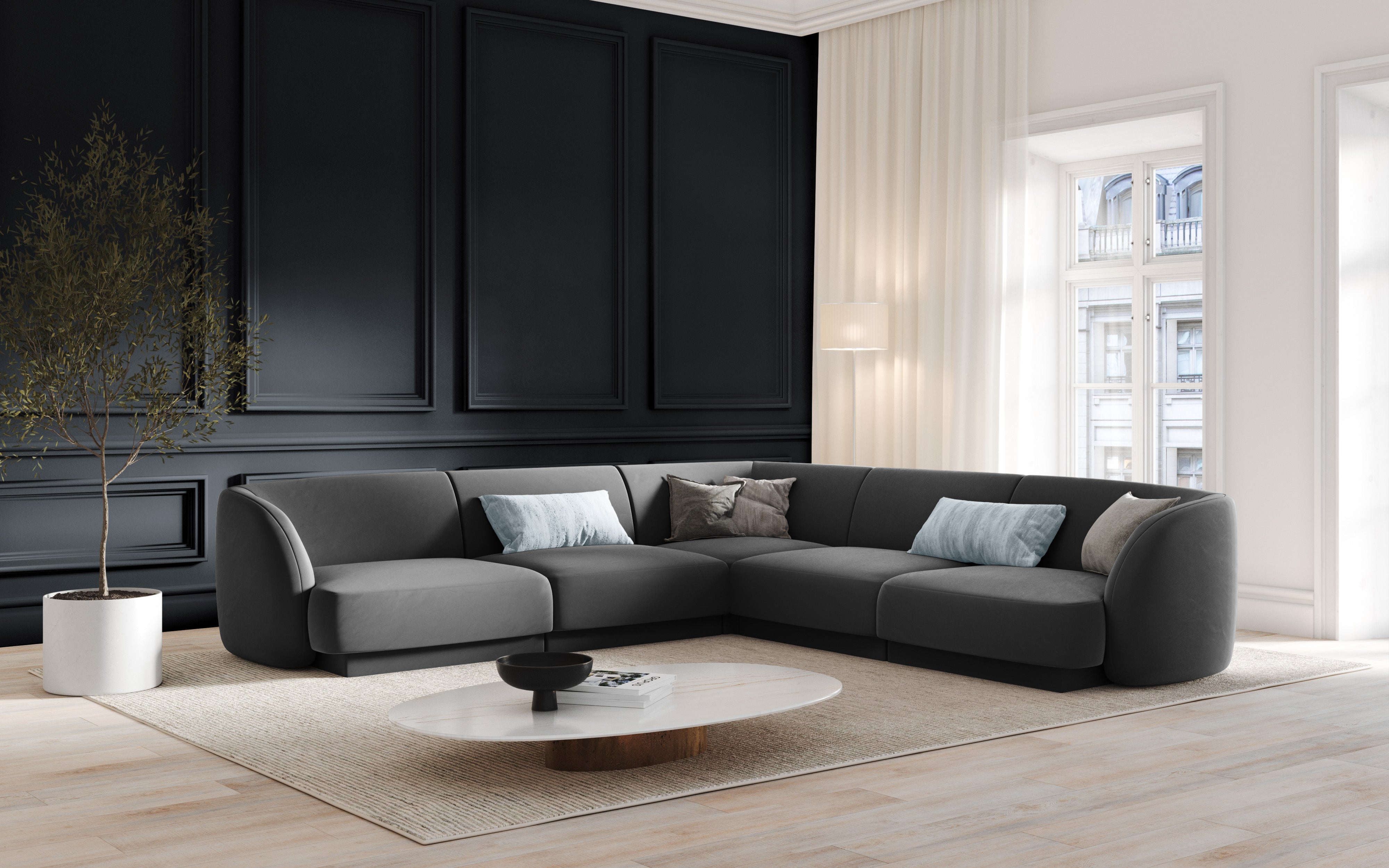 Ecksofa Miley Symmetrisch, 255x255cm, Material: Samt