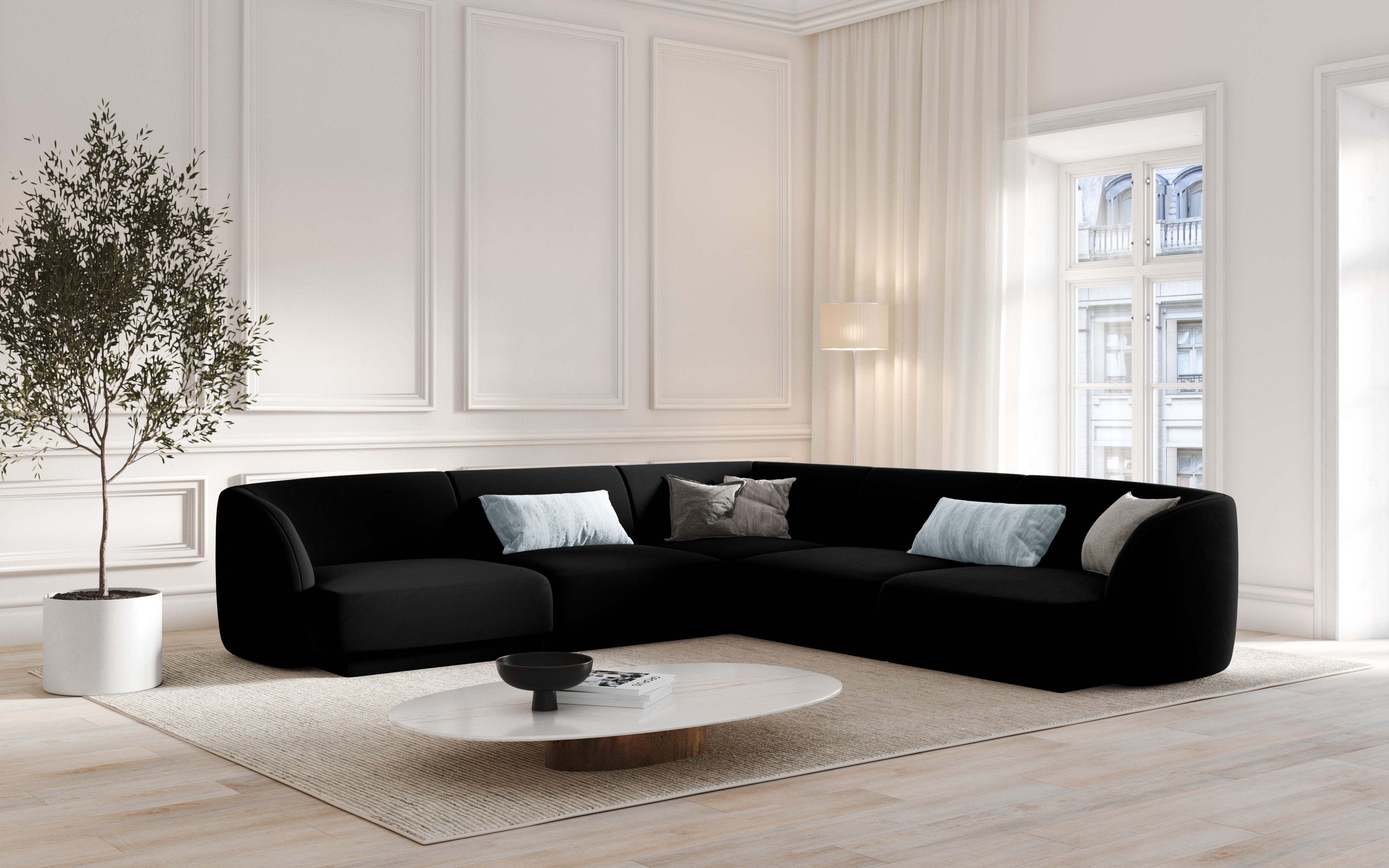 Ecksofa Miley Symmetrisch, 255x255cm, Material: Samt