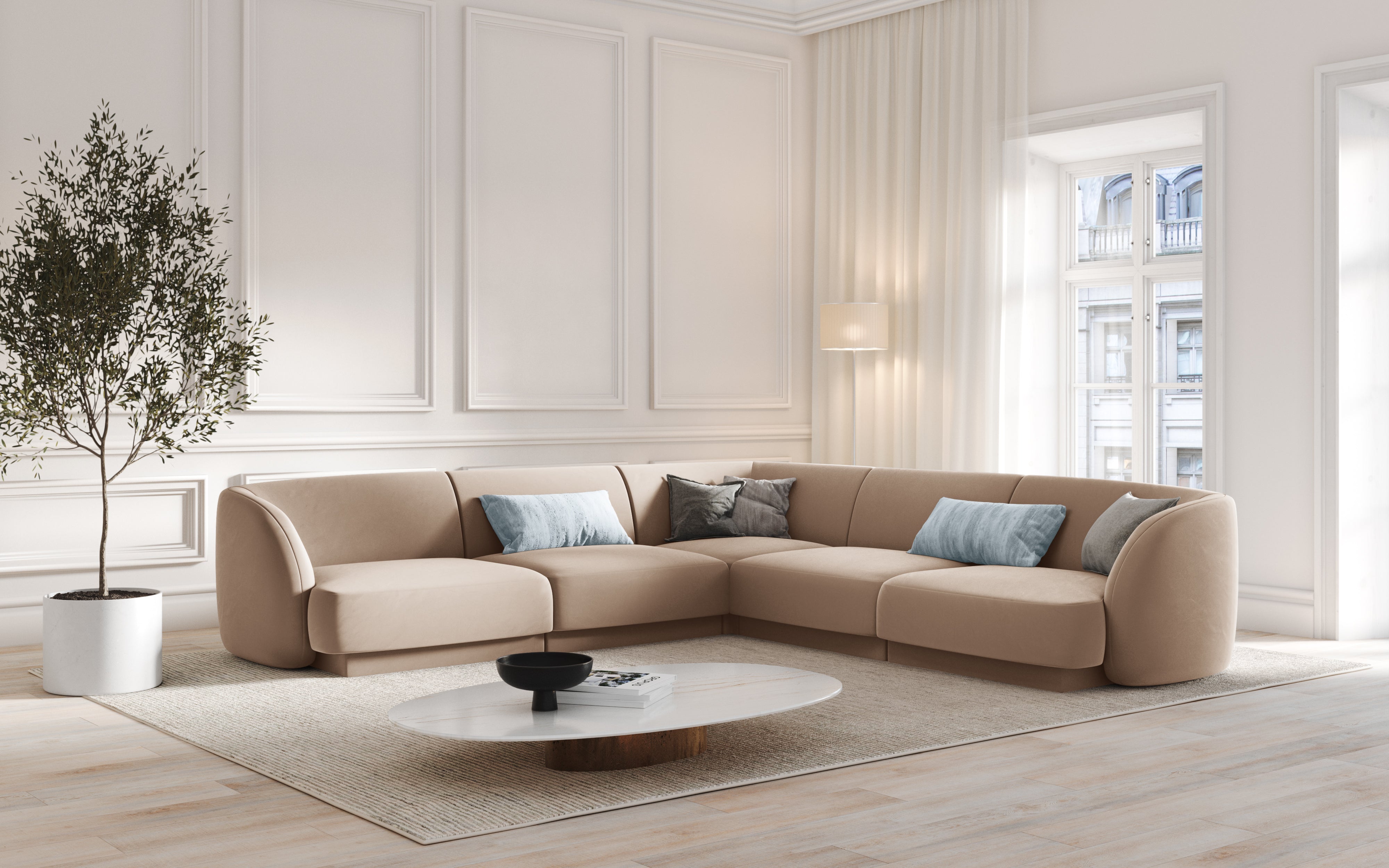 Ecksofa Miley Symmetrisch, 255x255cm, Material: Samt
