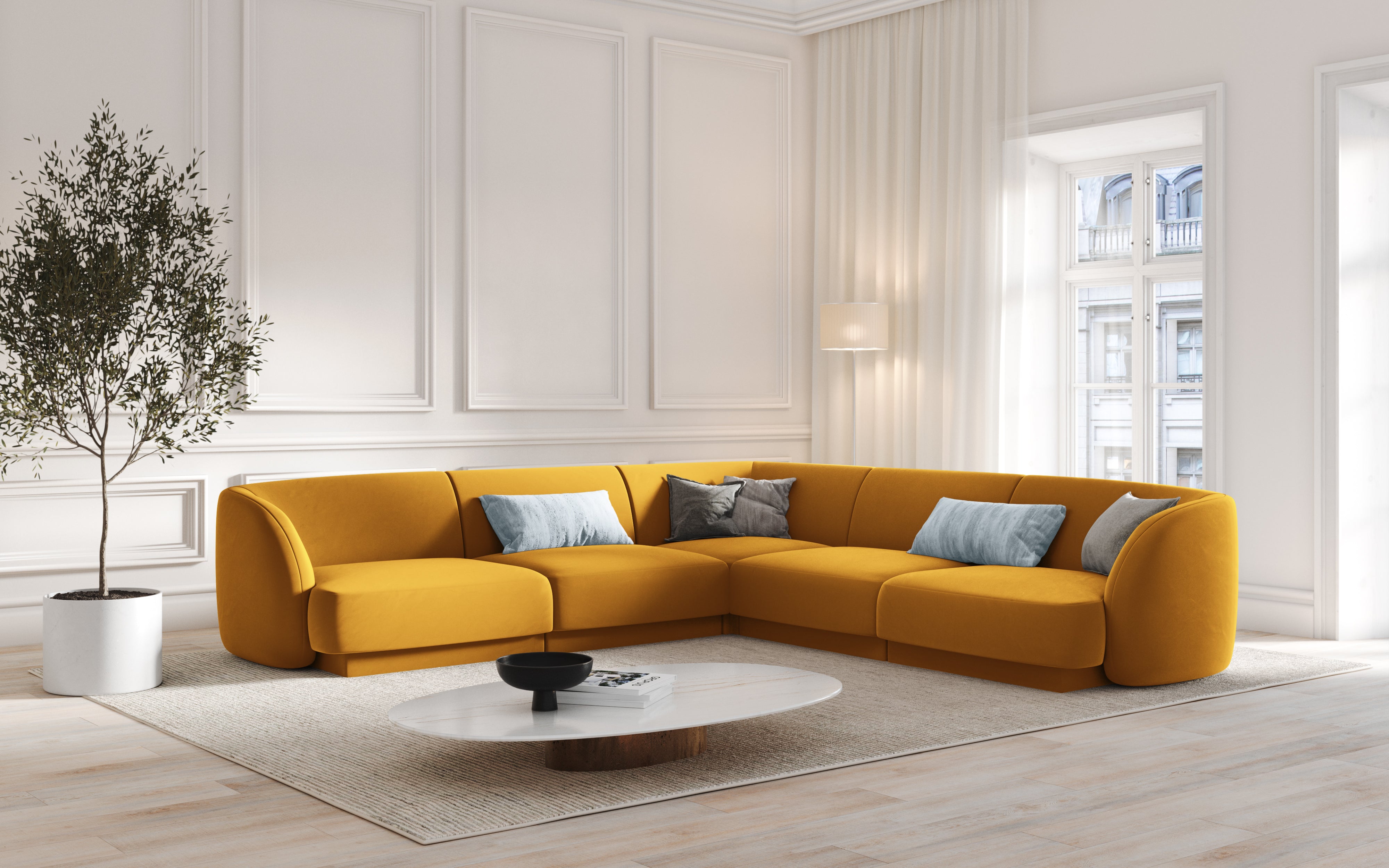 Ecksofa Miley Symmetrisch, 255x255cm, Material: Samt