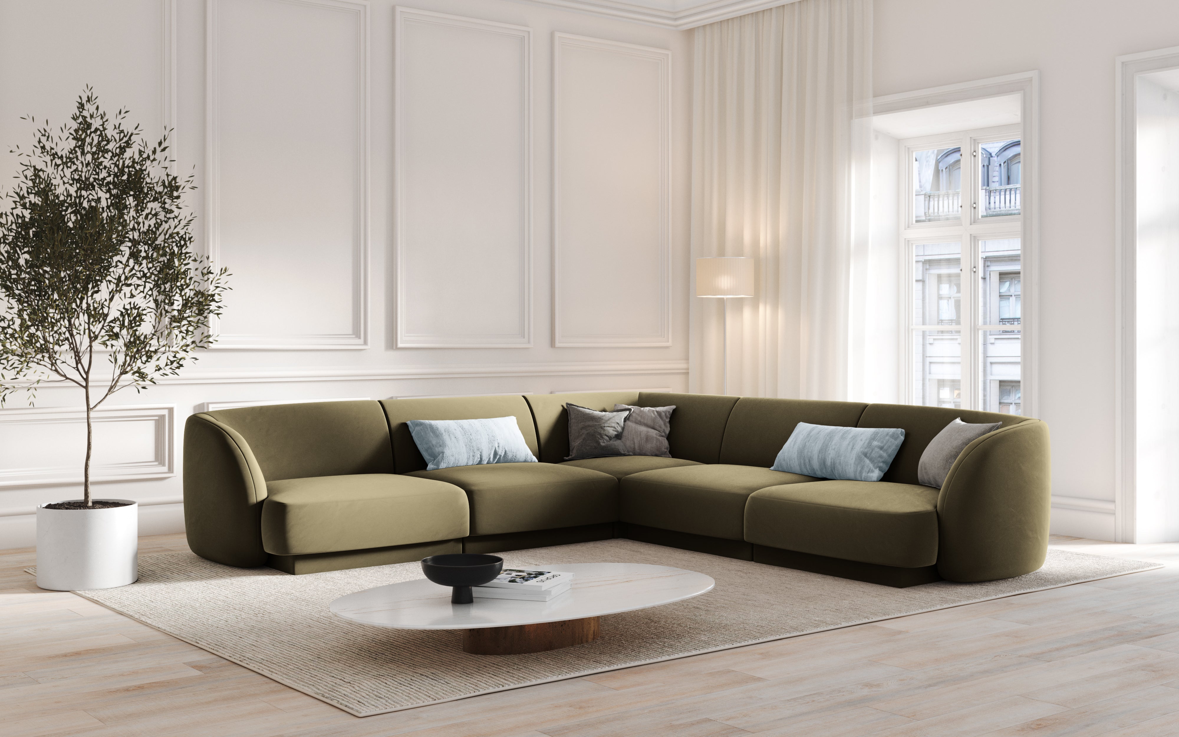 Ecksofa Miley Symmetrisch, 255x255cm, Material: Samt