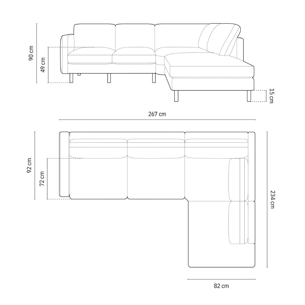Sofa Eden, 4 Sitze, 267x234cm, Material: Samt