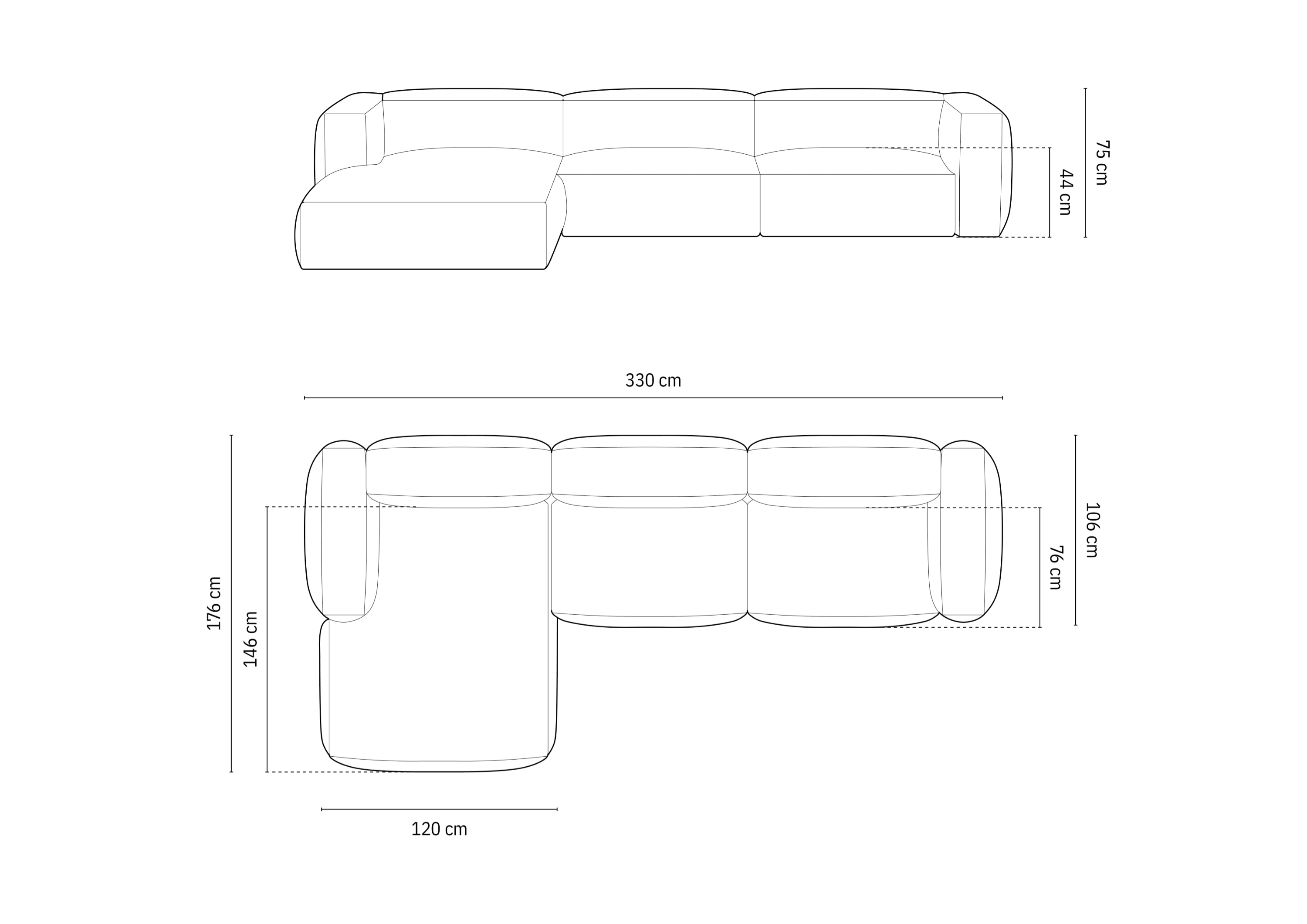 Ecksofa Martin, 330x176cm, Material: Strukturstoff