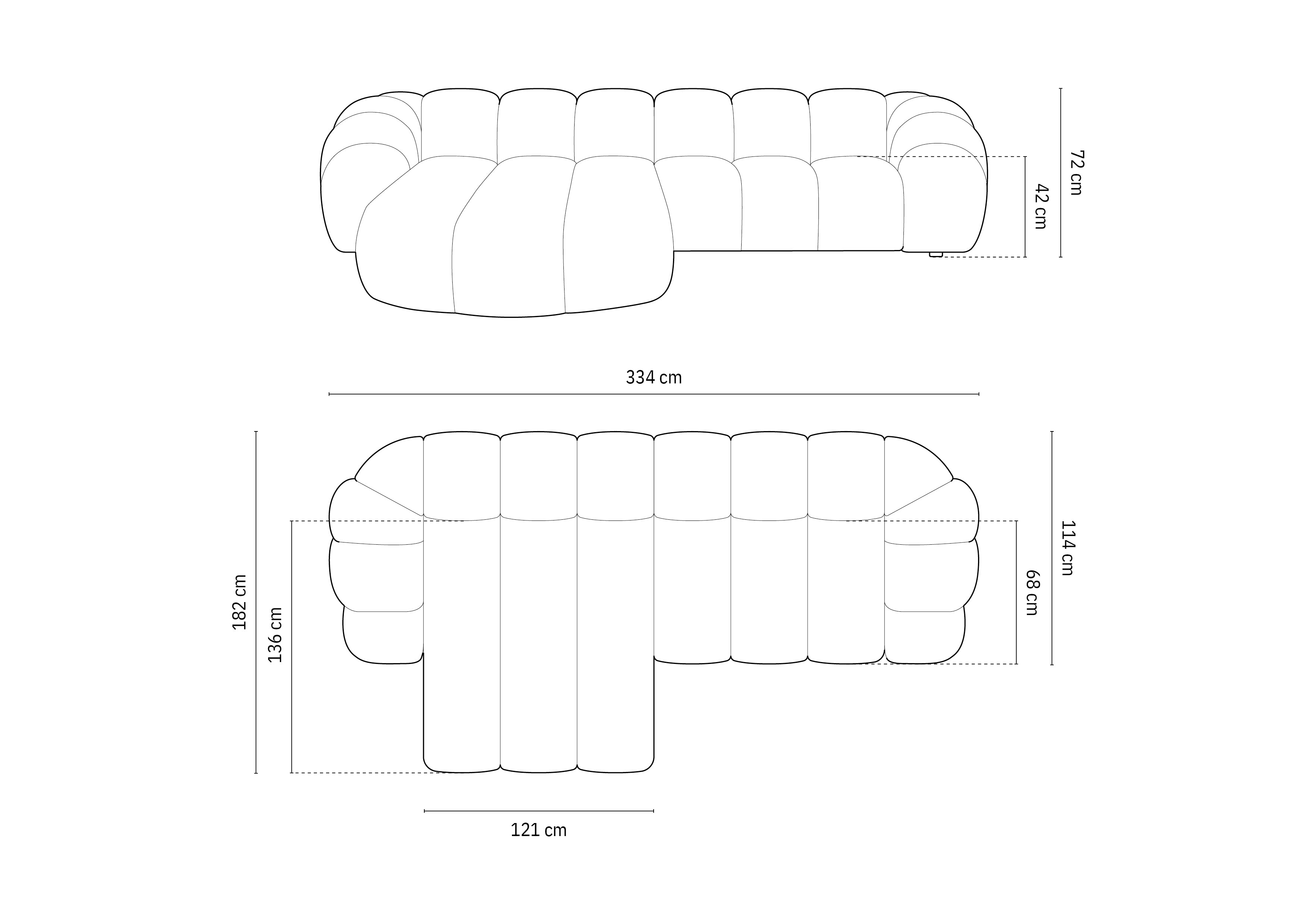 Ecksofa Diana 334x182cm, Material: Samt