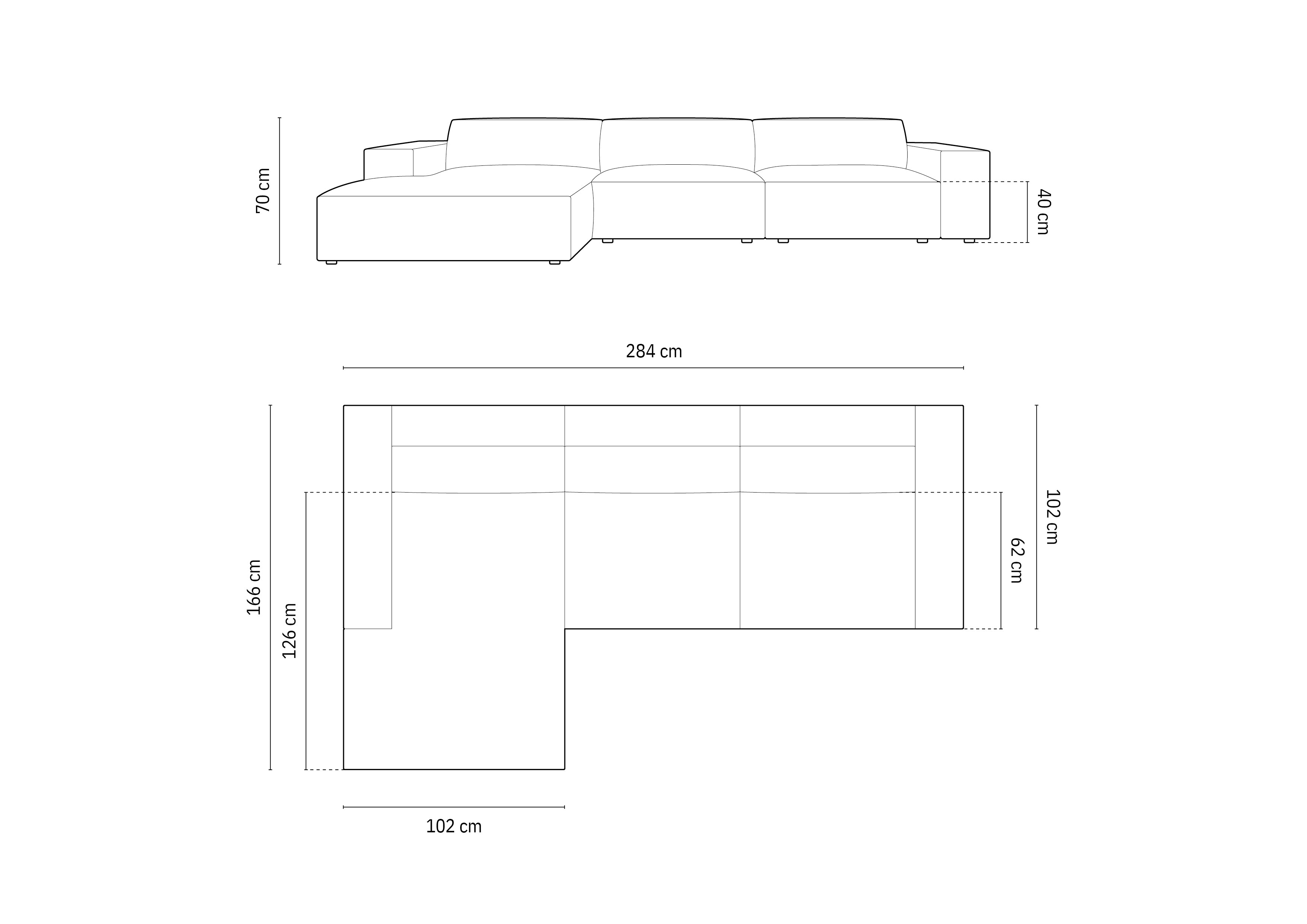 Ecksofa Jodie 284x166cm, Material: Samt
