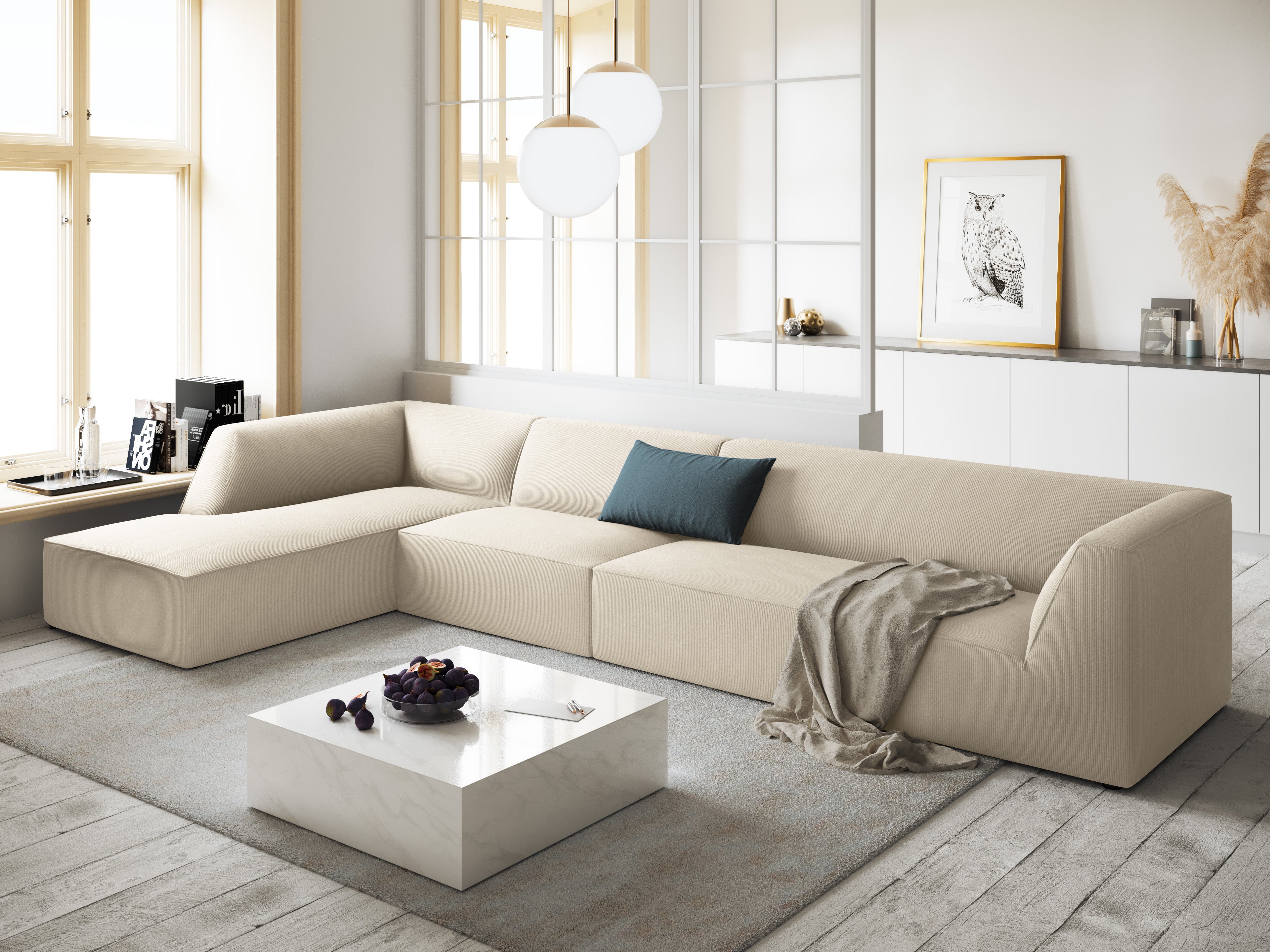 Ecksofa Ruby, 5 Sitze, 366x180cm, Material: Cord