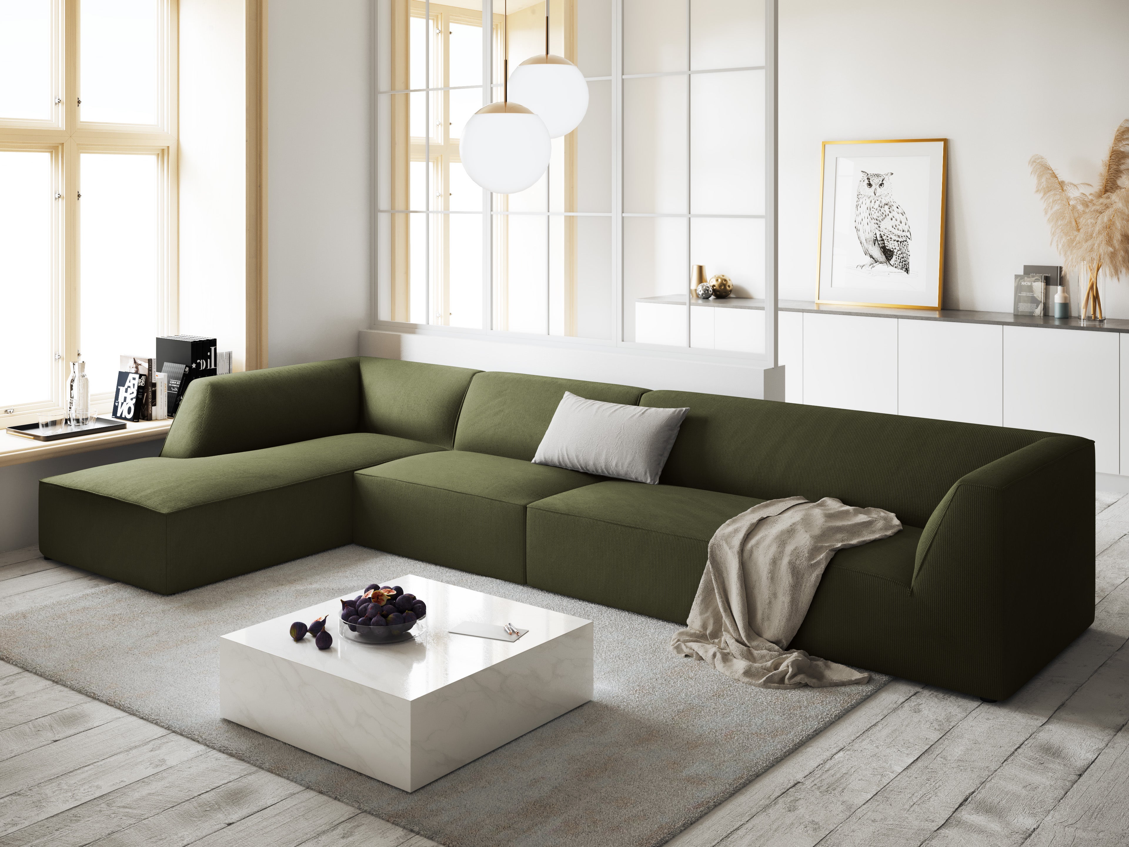 Ecksofa Ruby, 5 Sitze, 366x180cm, Material: Cord