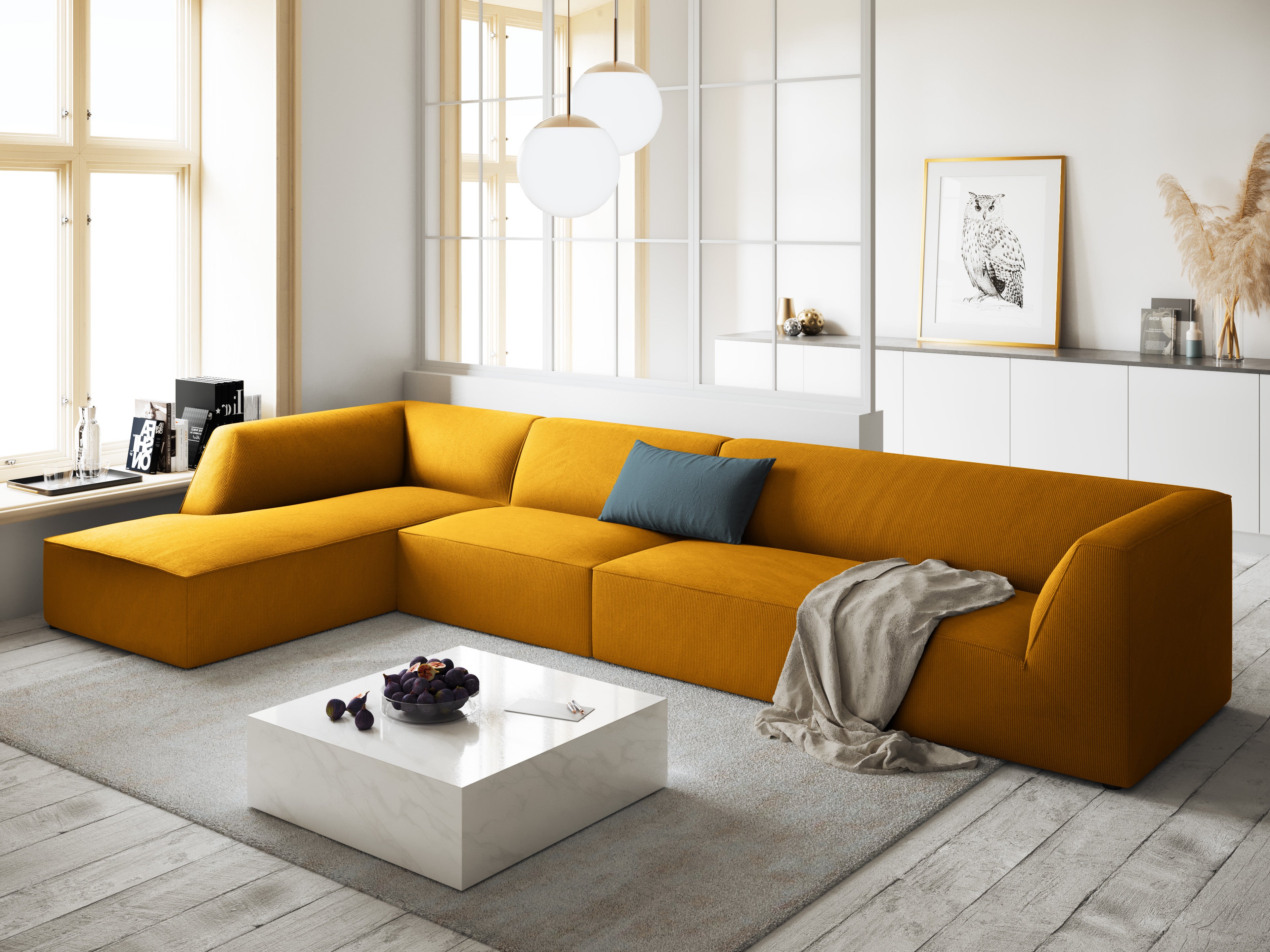 Ecksofa Ruby, 5 Sitze, 366x180cm, Material: Cord