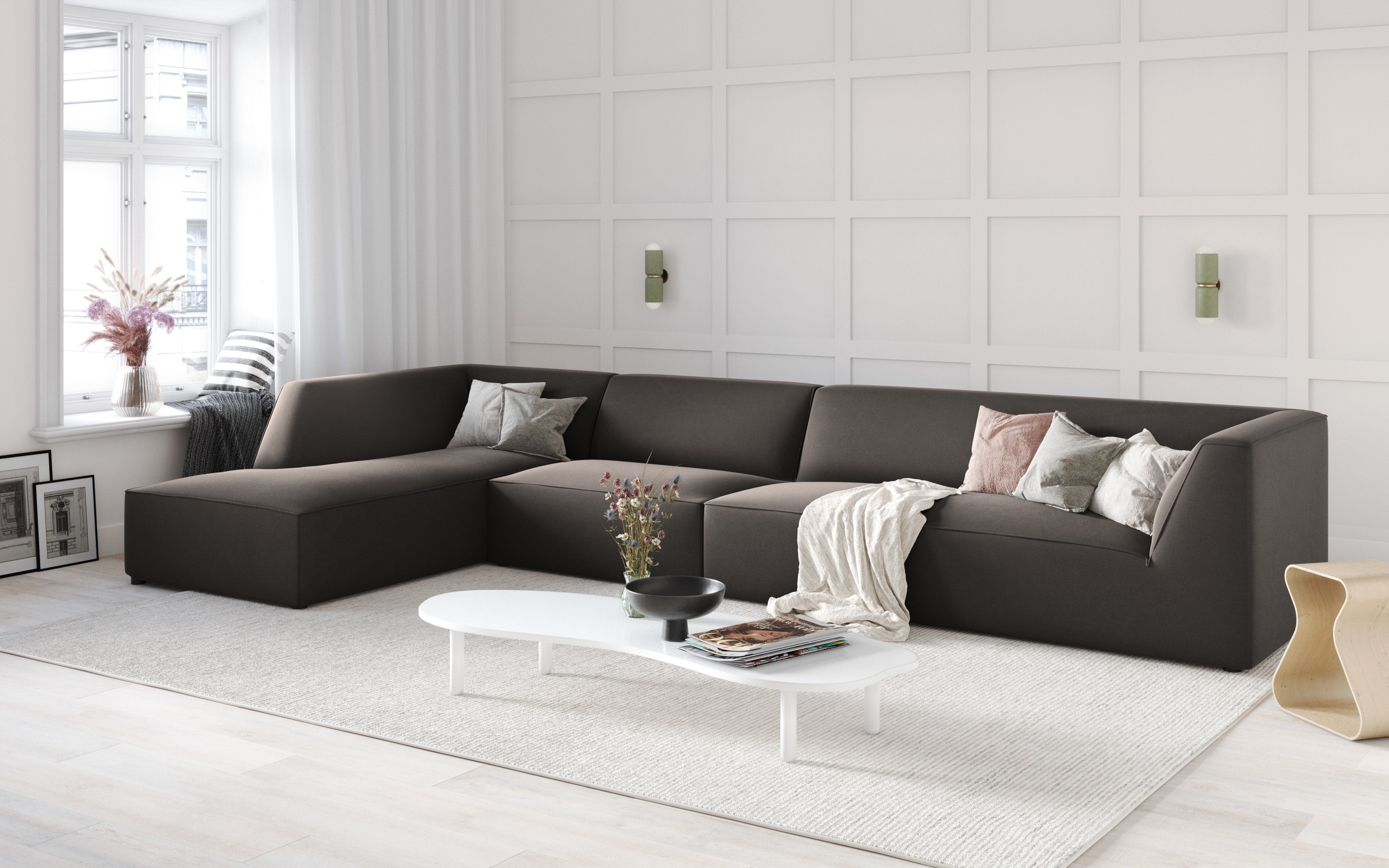 Ecksofa Ruby, 5 Sitze, 366x180cm, Material: Samt
