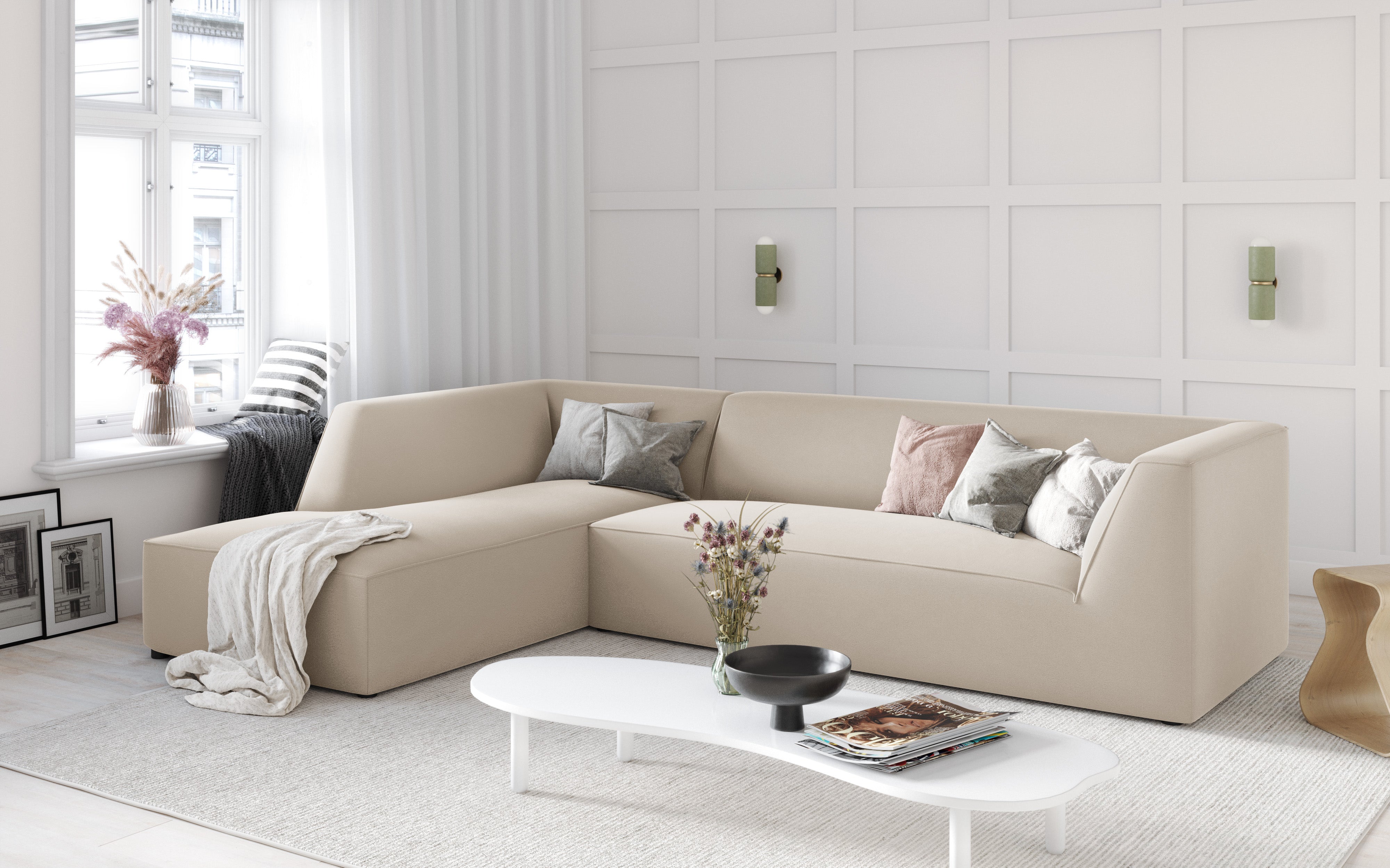 Ecksofa Ruby, 4 Sitze, 273x180cm, Material: Samt