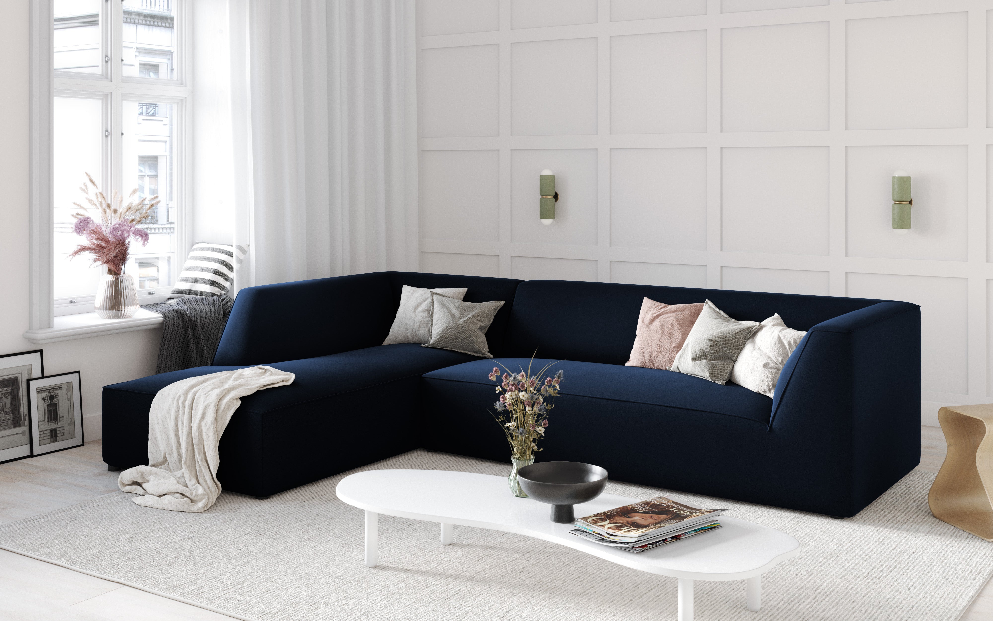 Ecksofa Ruby, 4 Sitze, 273x180cm, Material: Samt