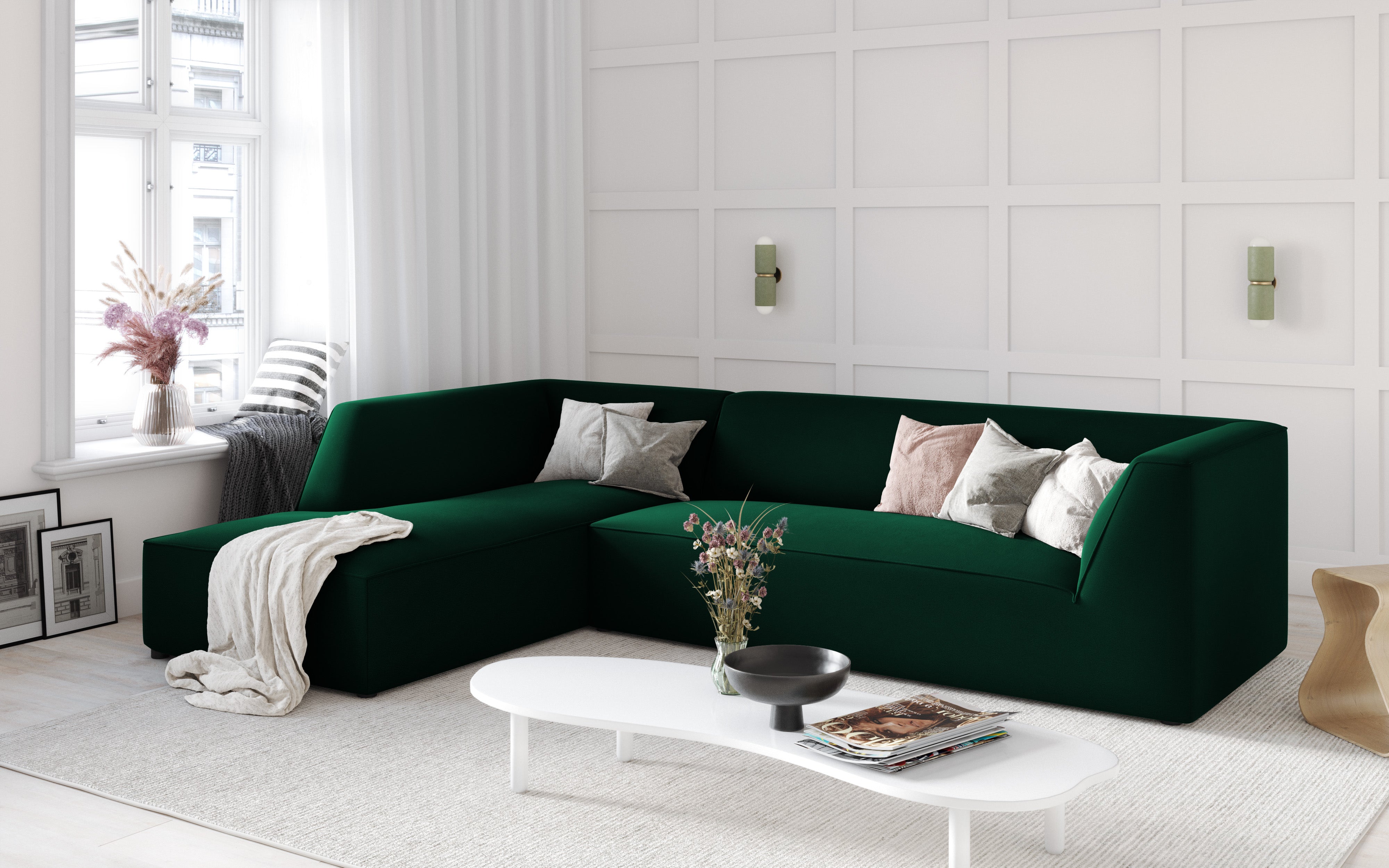 Ecksofa Ruby, 4 Sitze, 273x180cm, Material: Samt