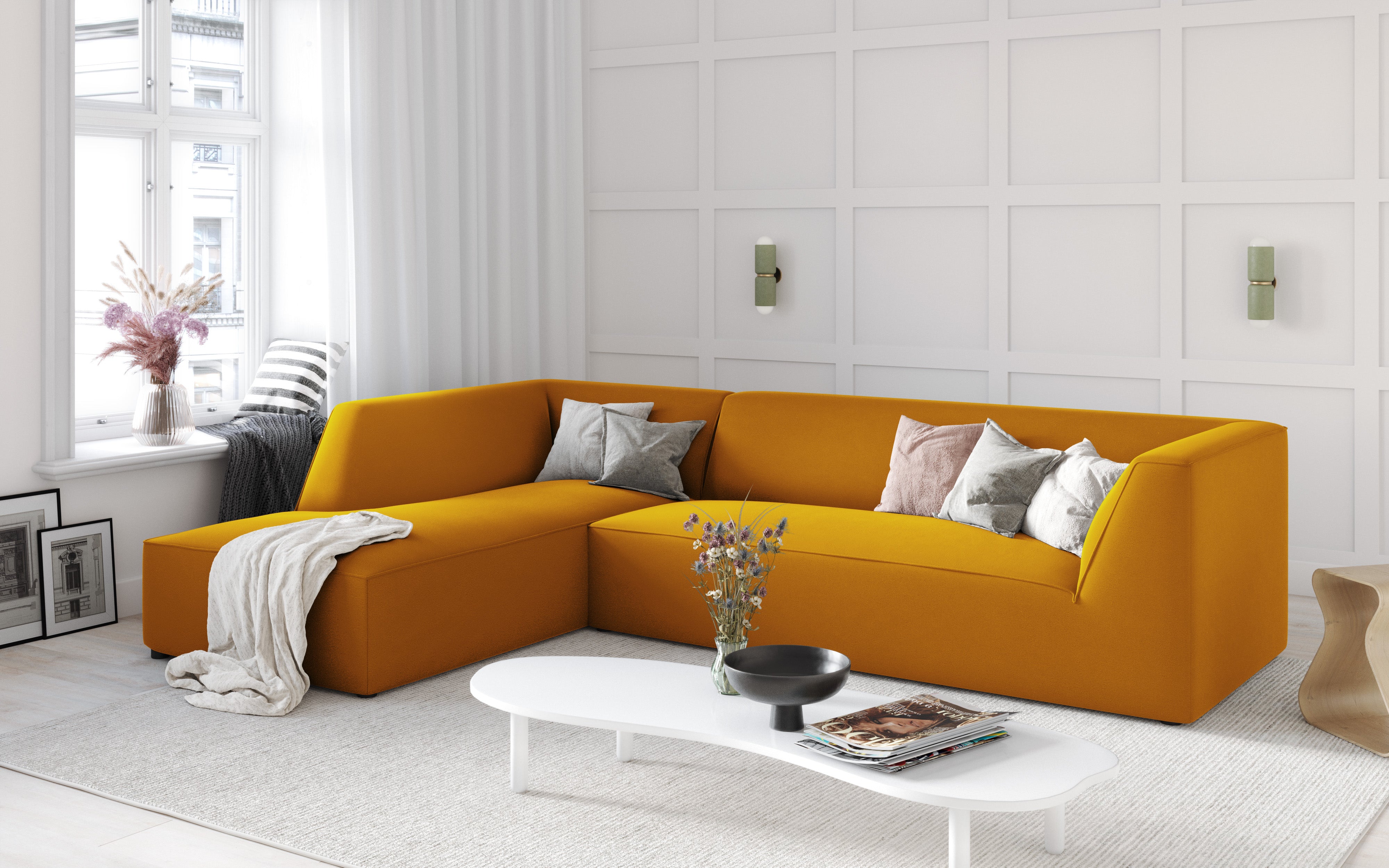 Ecksofa Ruby, 4 Sitze, 273x180cm, Material: Samt