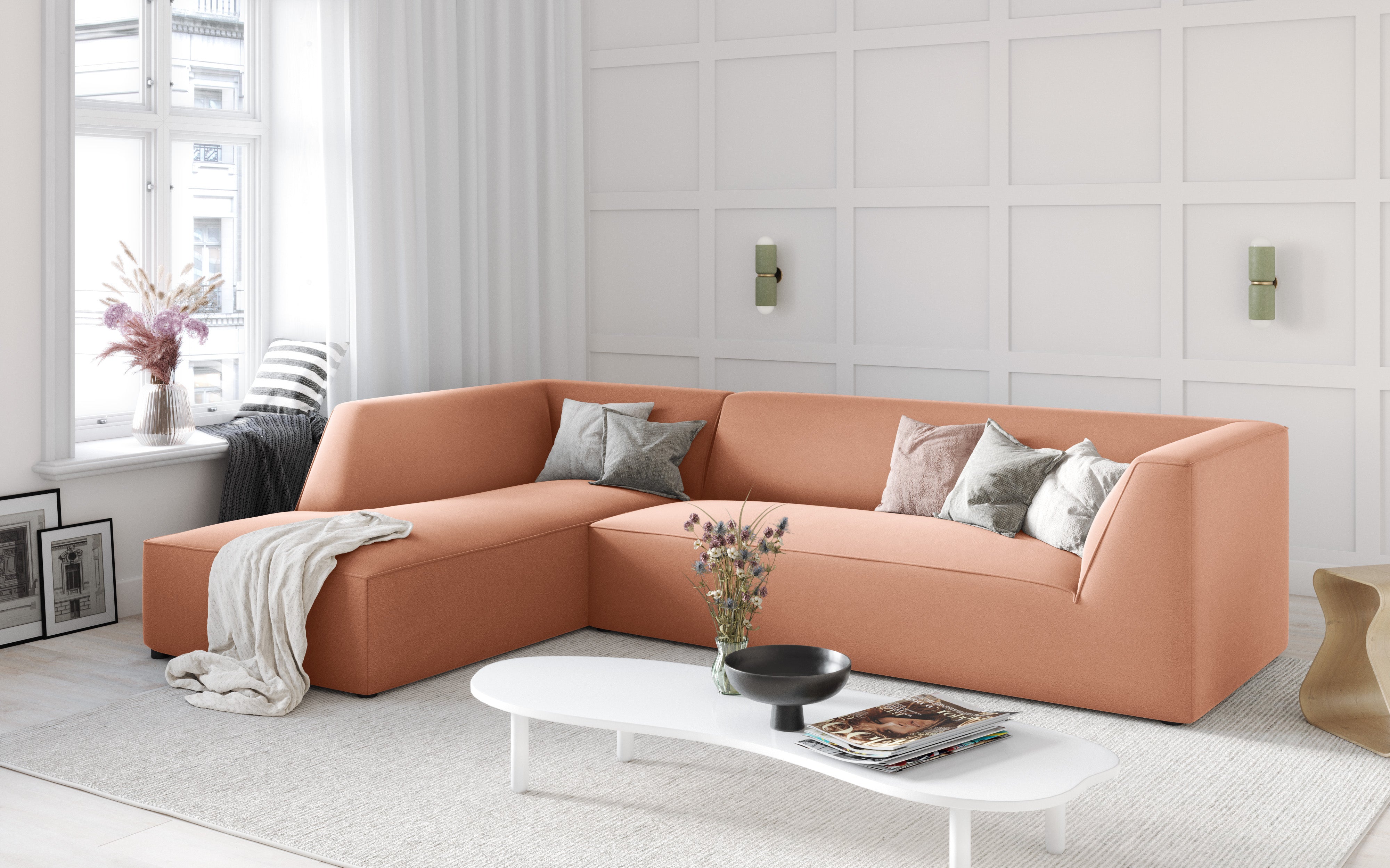 Ecksofa Ruby, 4 Sitze, 273x180cm, Material: Samt