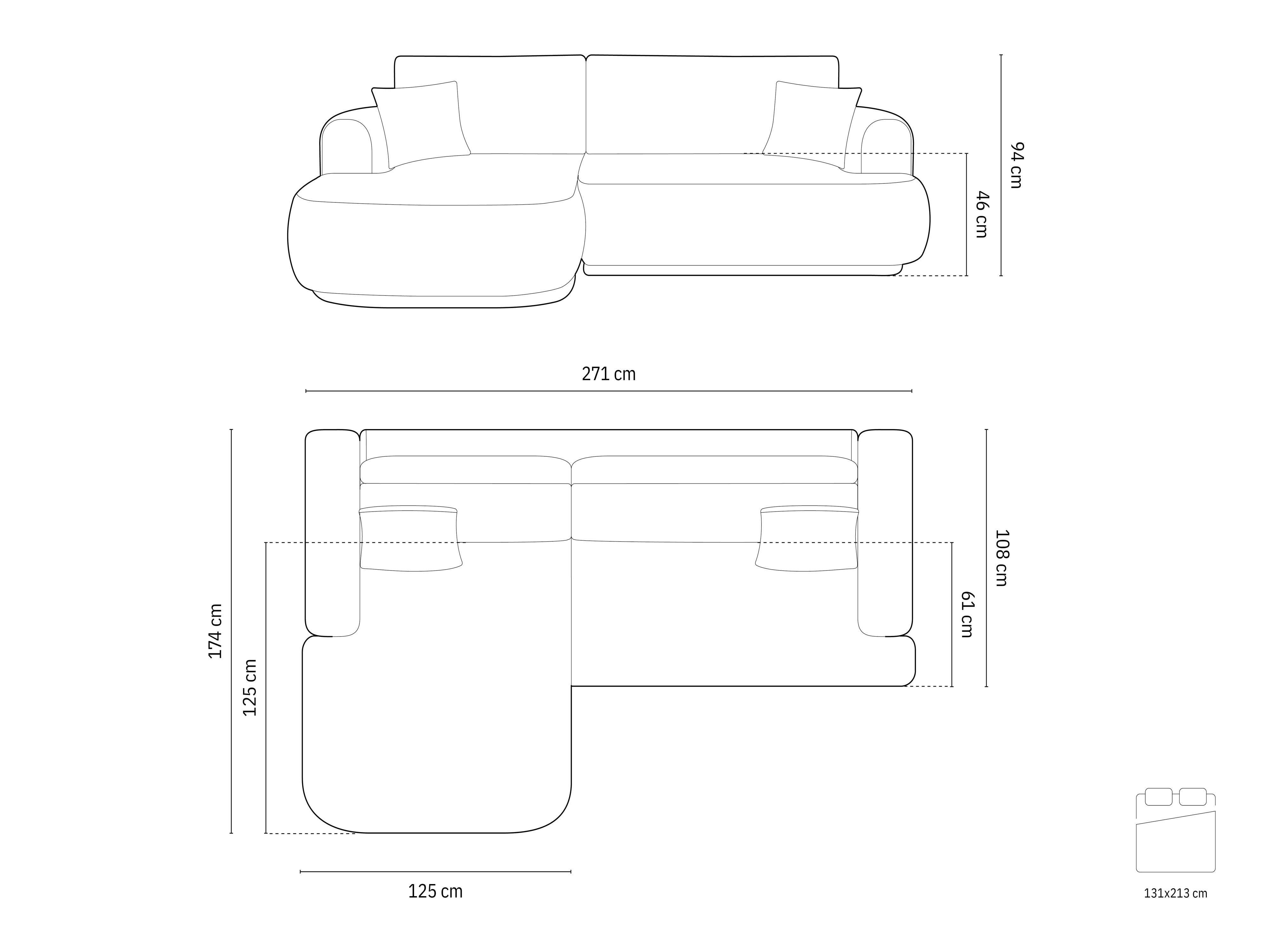 Ecksofa Ella 271x174cm, Material: Samt
