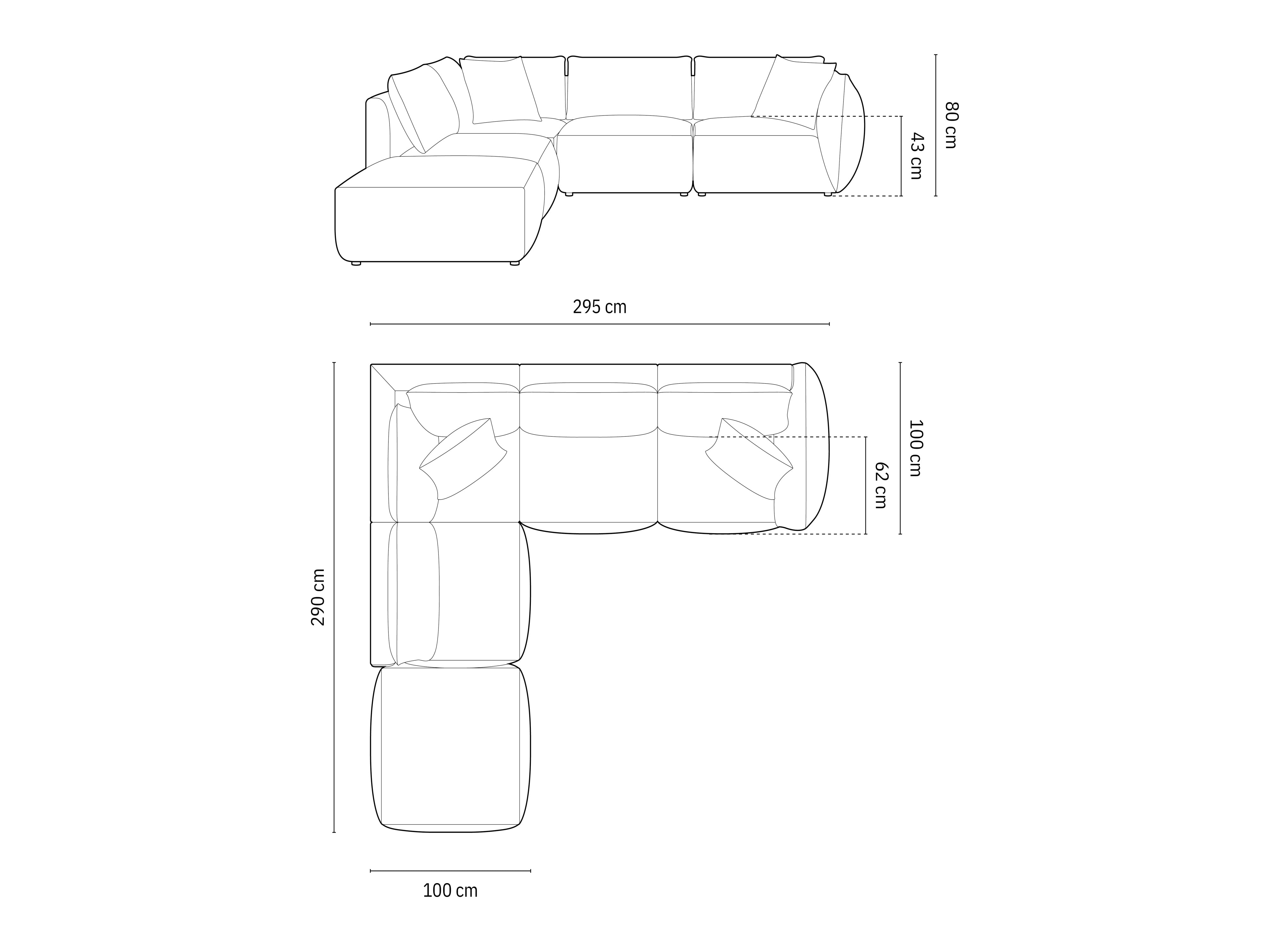 Ecksofa Chris 295x290cm, Material: Samt