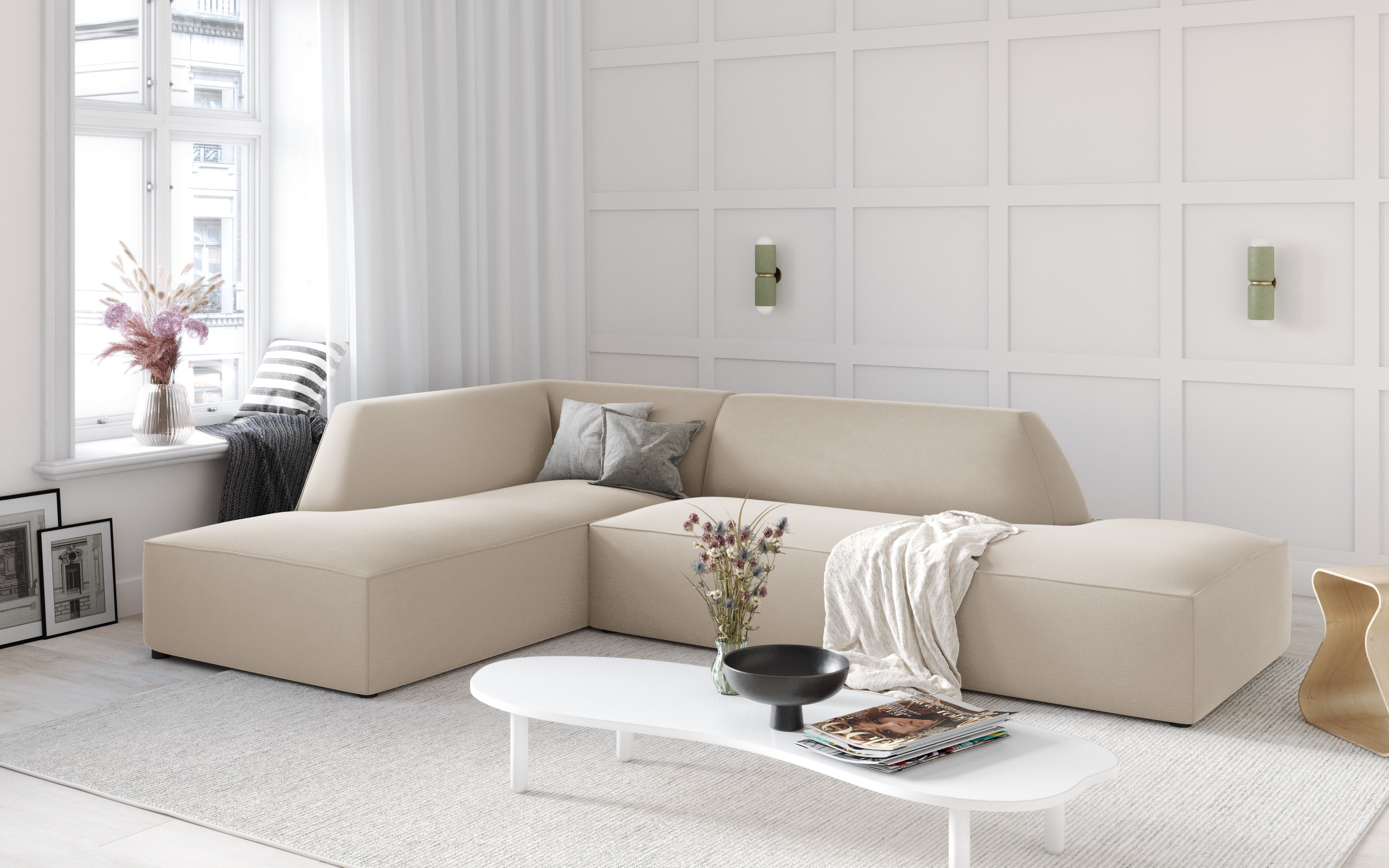 Ecksofa Ruby, 4 Sitze, 273x180cm, Material: Samt