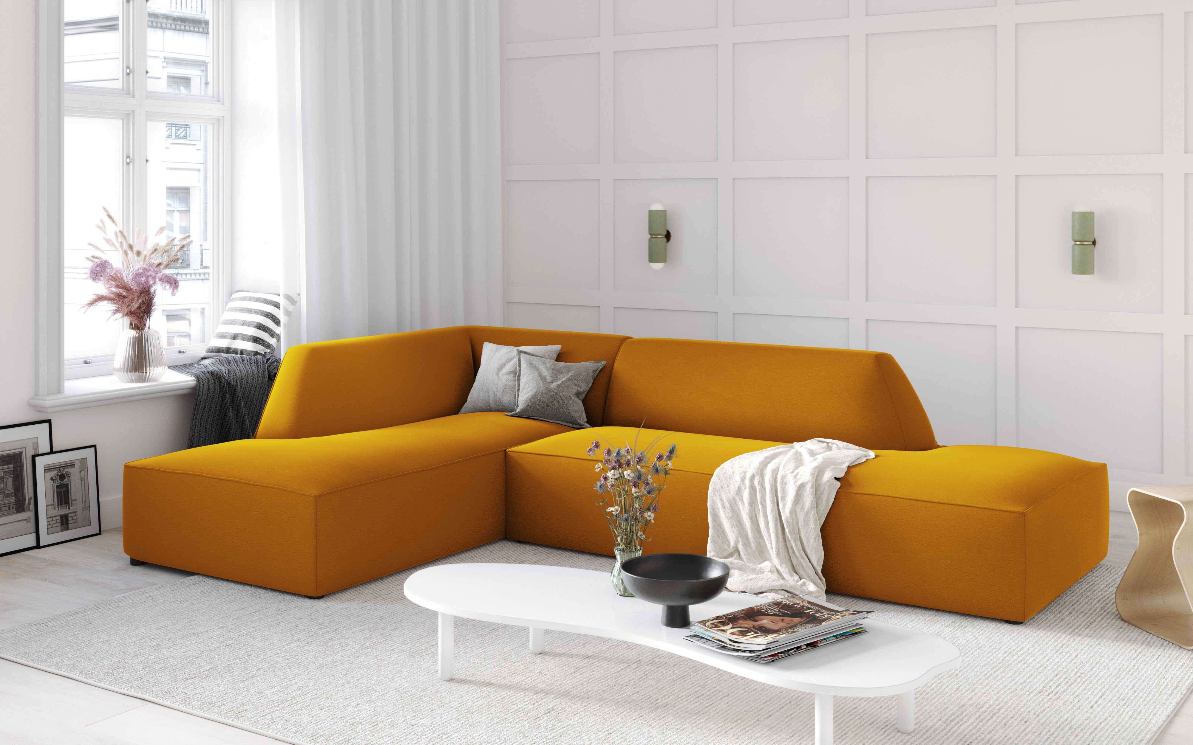 Ecksofa Ruby, 4 Sitze, 273x180cm, Material: Samt