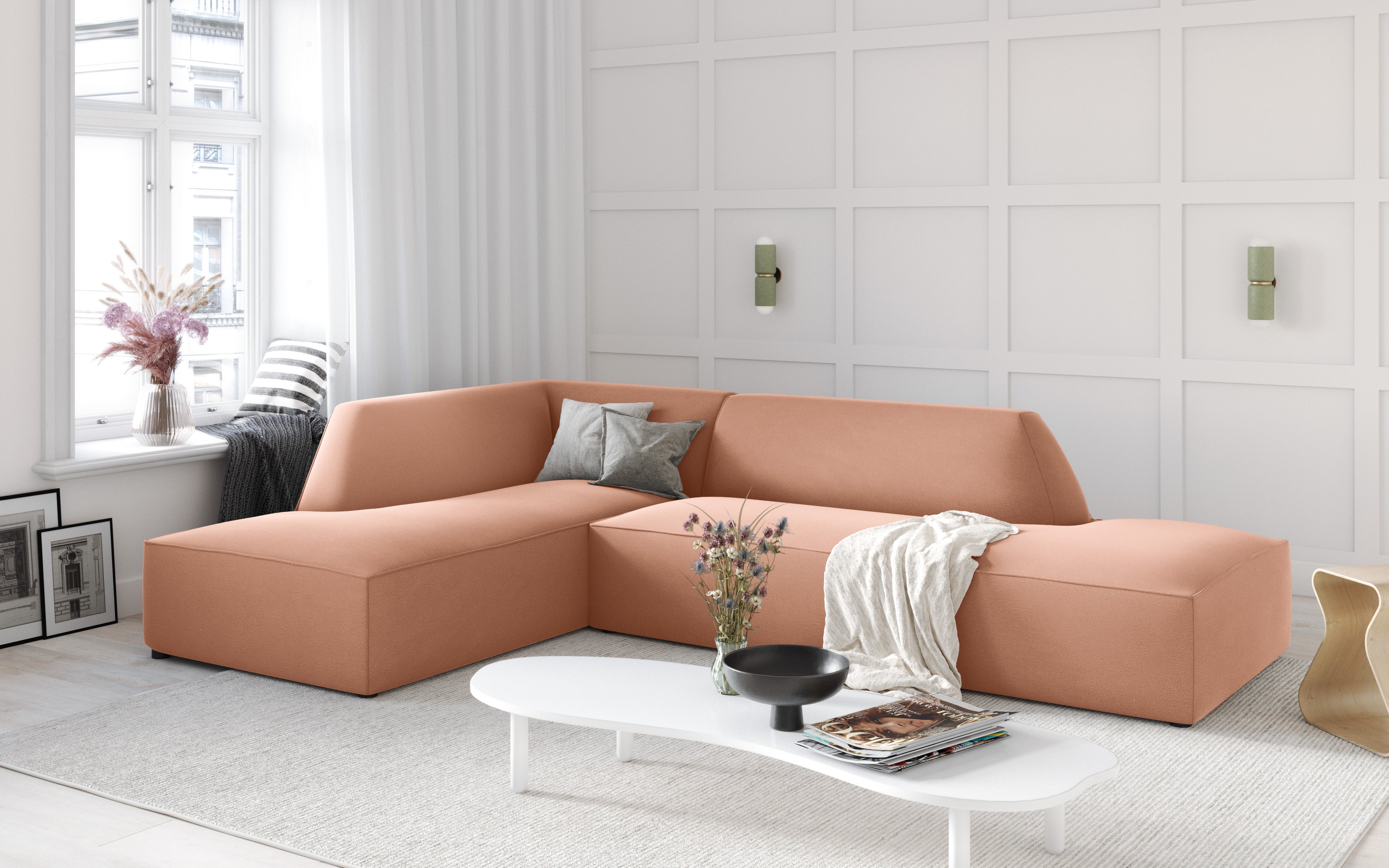 Ecksofa Ruby, 4 Sitze, 273x180cm, Material: Samt