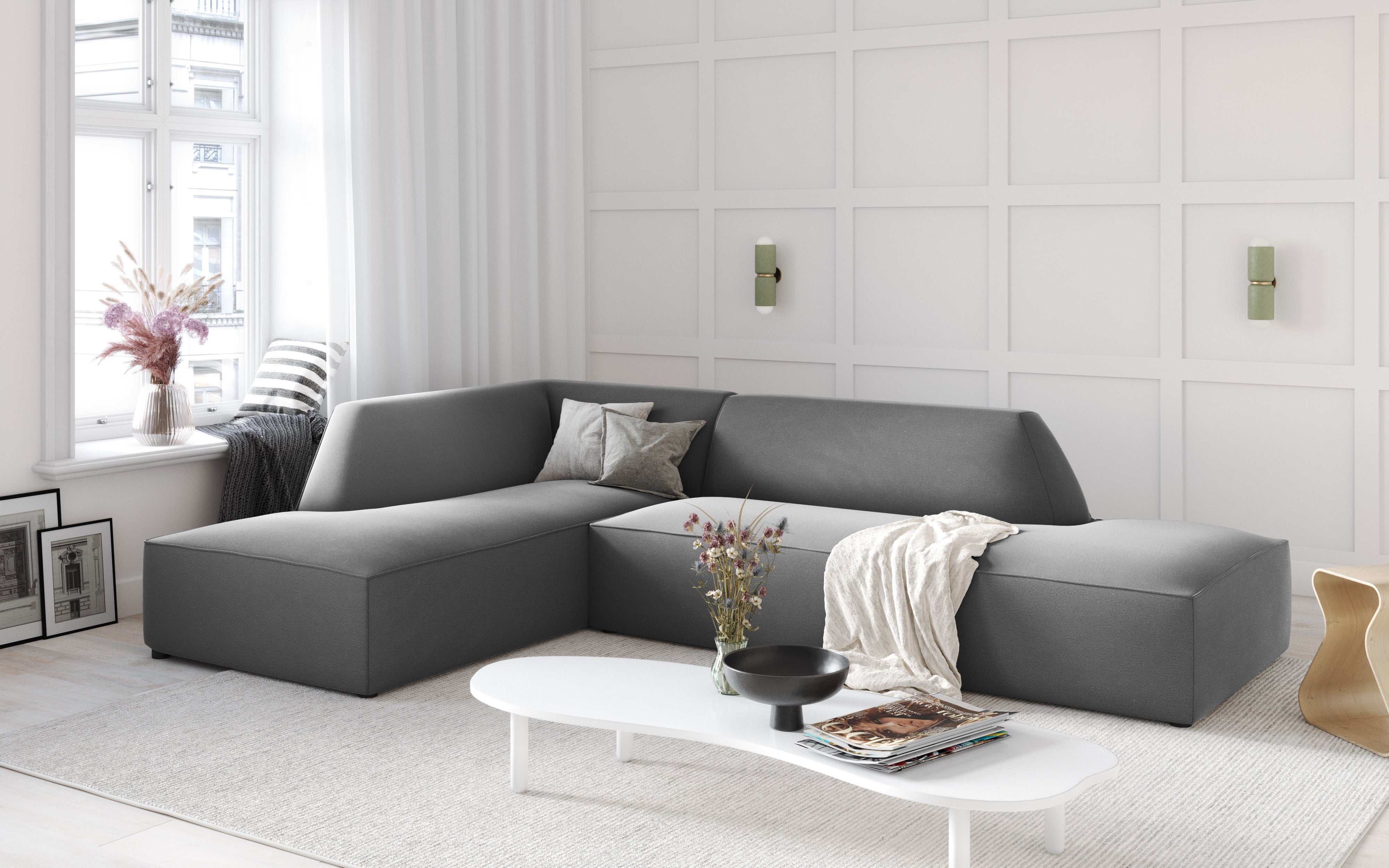 Ecksofa Ruby, 4 Sitze, 273x180cm, Material: Samt